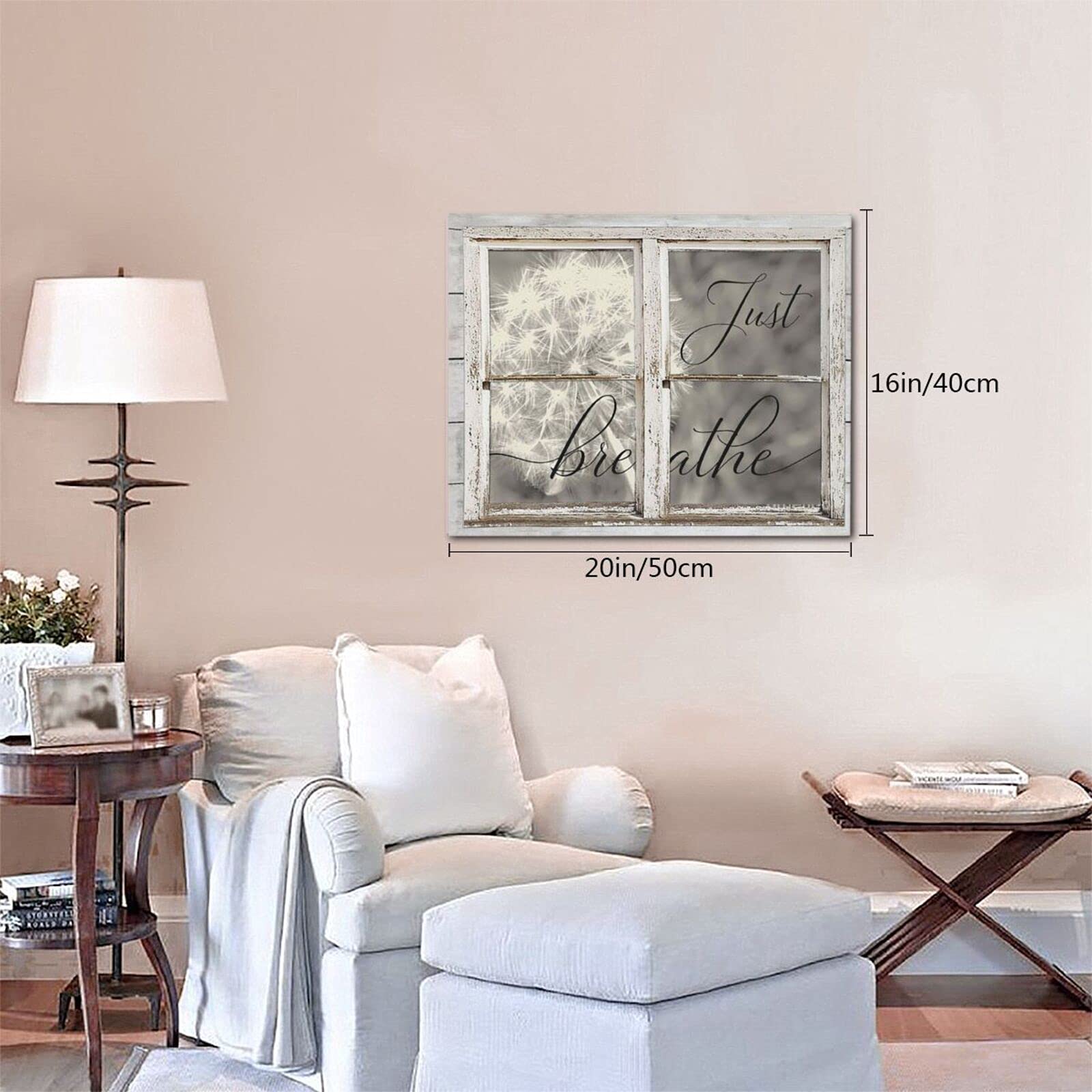 Sunator Just Breathe Canvas Wall Art Beautiful Dandelion And Window Inspirational Pictures Motivational Quotes Poster Framed Wal