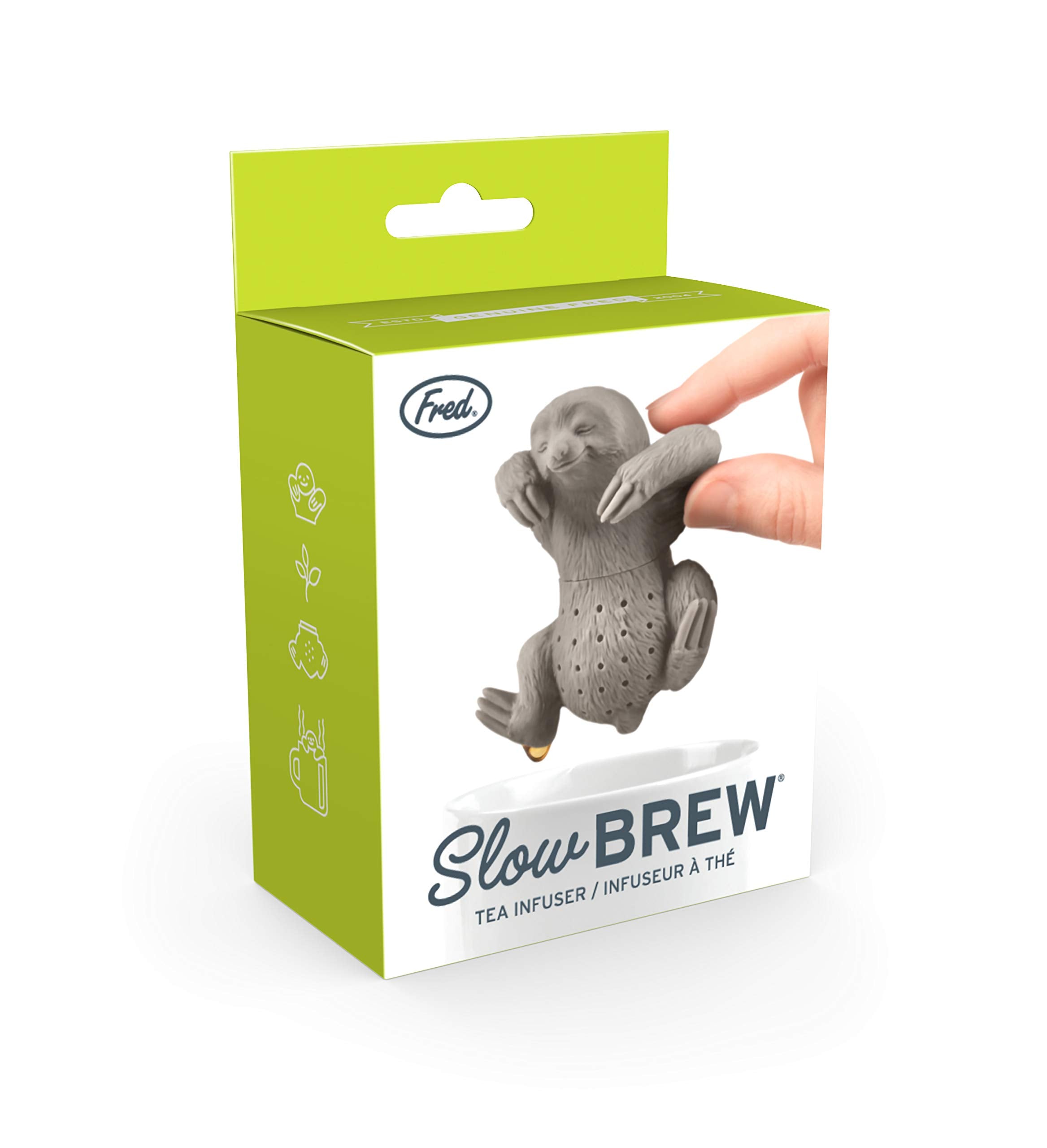 Genuine Fred, Slow Brew, Sloth Resuable Silicone Tea Infuser, Gray, Fun Gift For Tea Lovers, Clever Kitchen Gadget