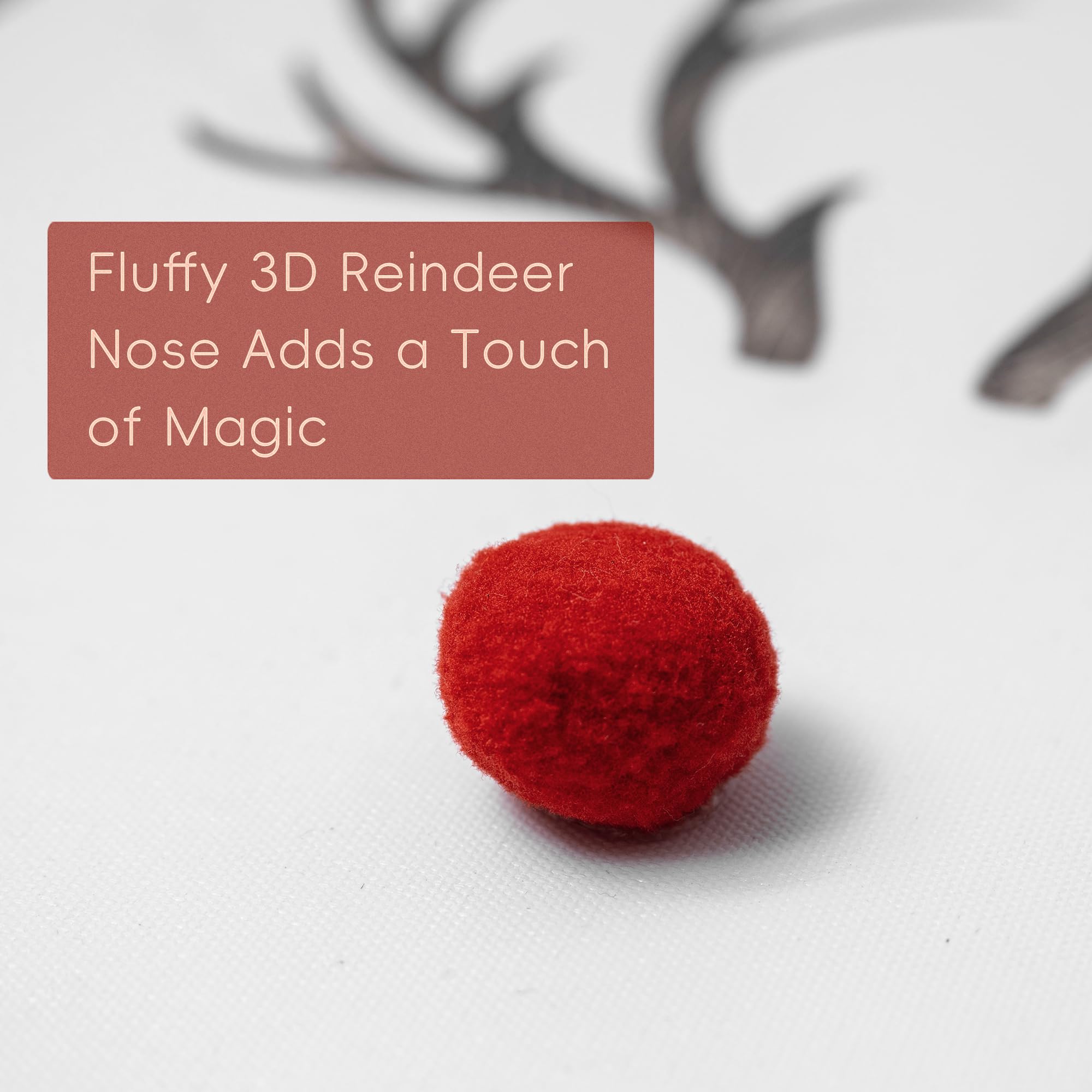 Artbyhannah Christmas Canvas Wall Art, Framed Christmas Wall Decor With 3D Reindeer Nose, 5 Pack Indoor Christmas Decorations Wi