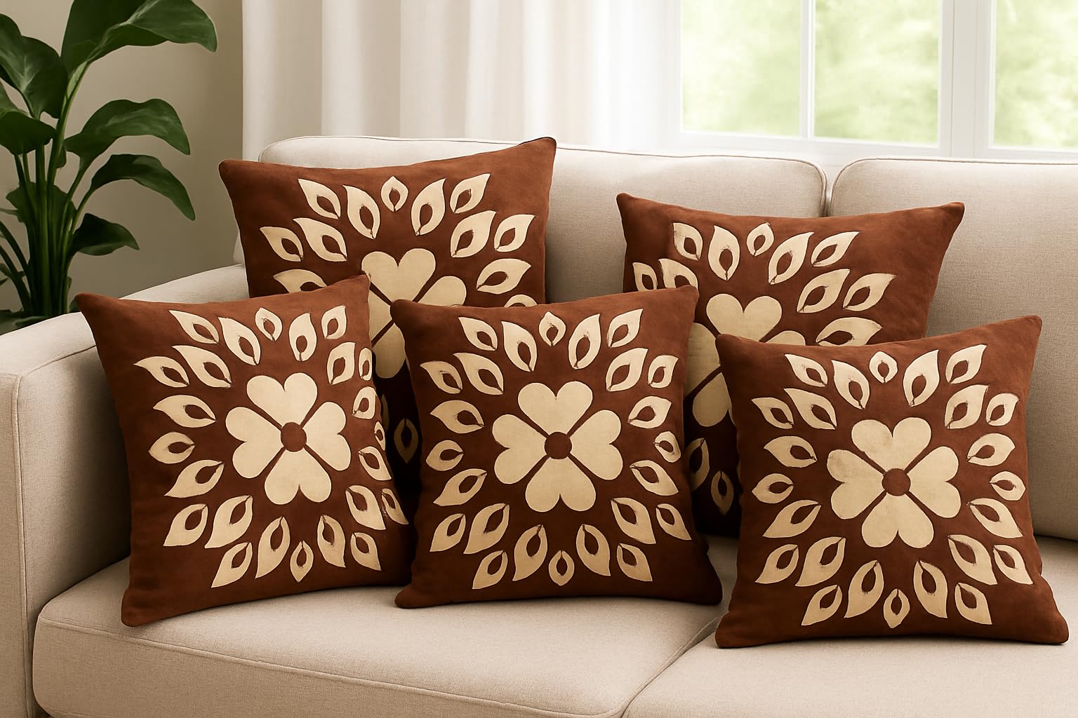The Purple Tree Modern Art Printed Cushion Covers For Living Room (Pack Of 2.16X16 Inch) Diwali Cushion Cover,Diwali Decoration,