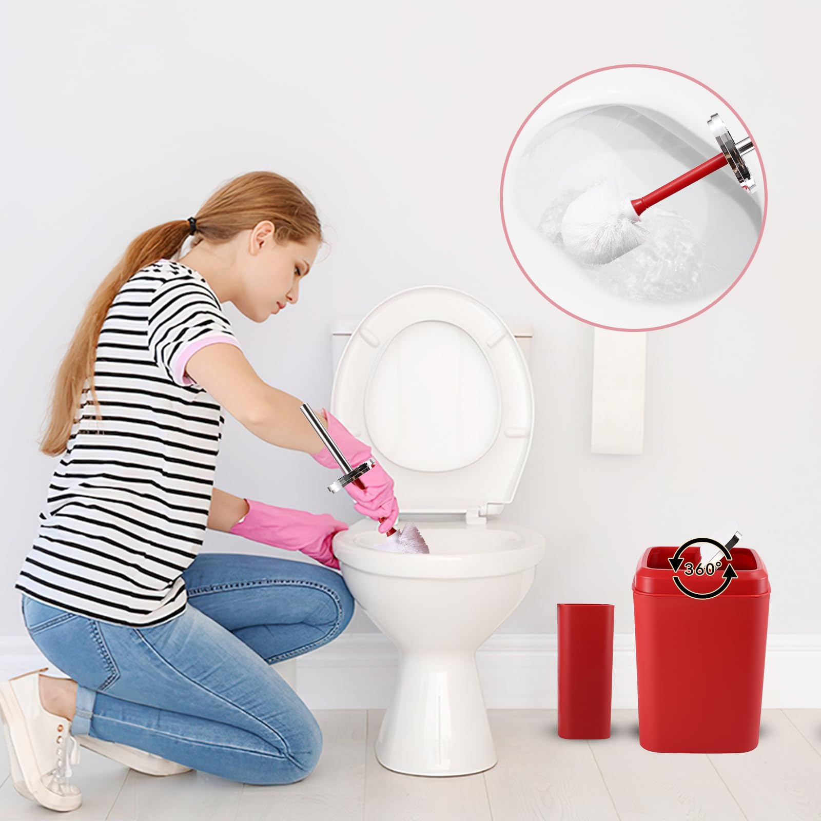 Dark Red Bathroom Accessory Set, 9-Piece Burgundy Bathroom Set With Trash Can, Toothbrush Holder, Toothbrush Cup, Soap Dispenser