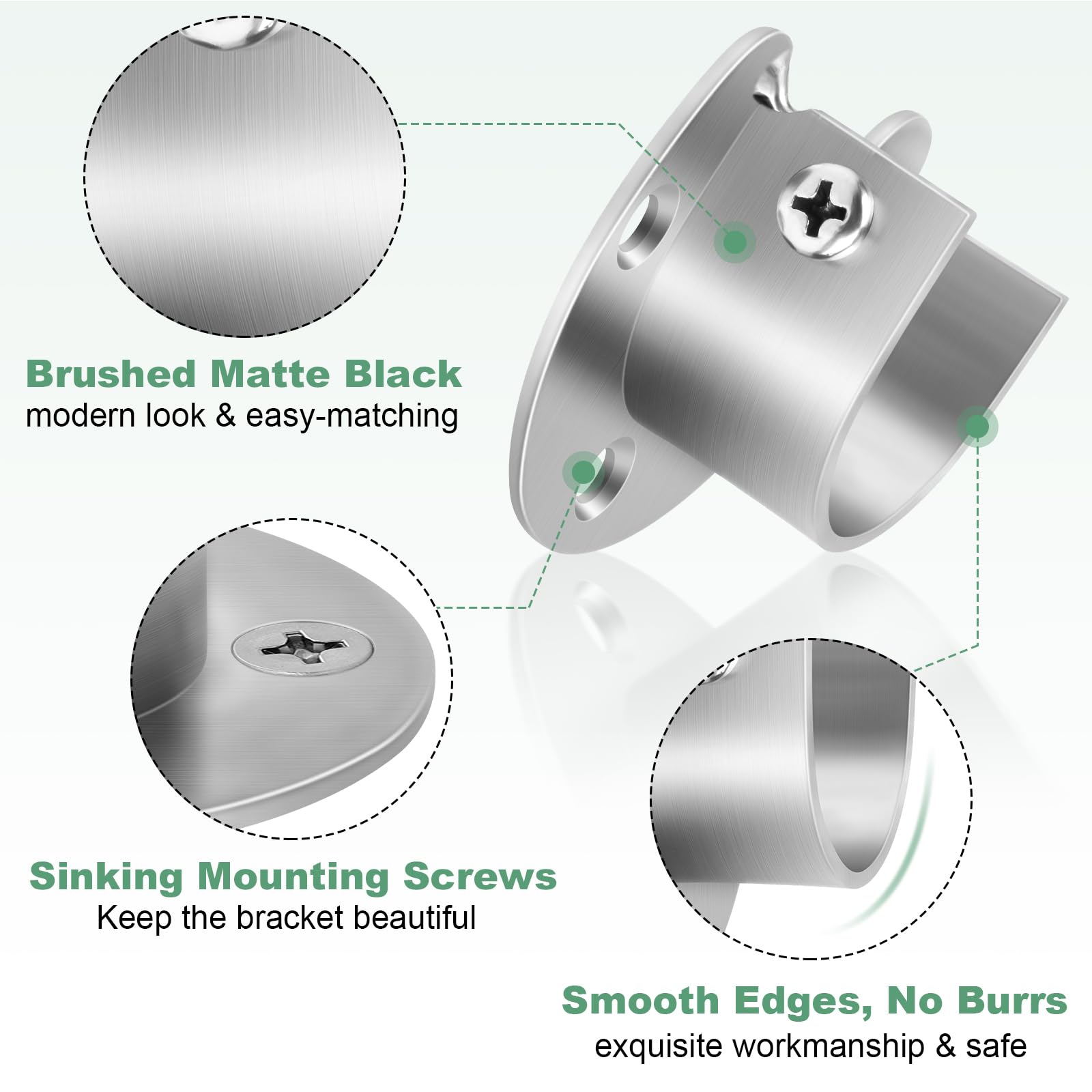 Closet Rod Bracket, Heavy Duty Closet Rod Holders, 1 Inch Closet Pole Socket Stainless Steel Closet Rod End Support U Shaped War