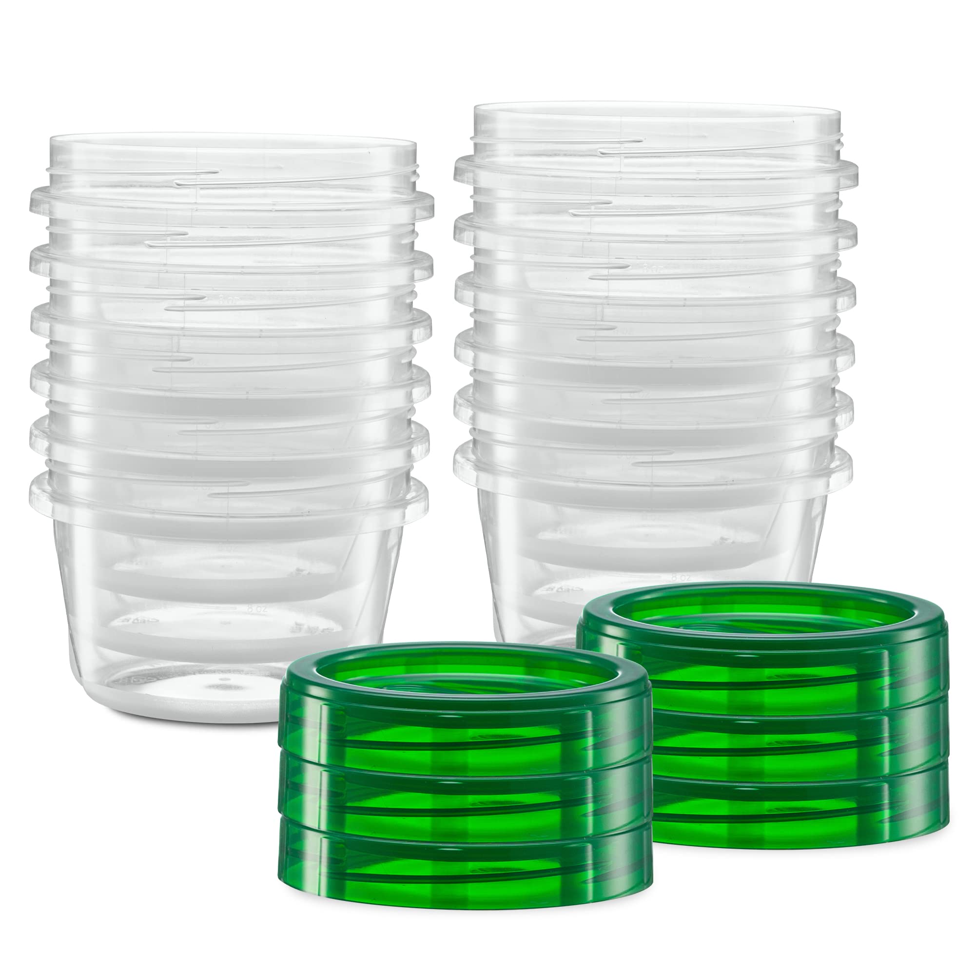 ELEGANT DISPOSABLES (16 Ounce 20 Pack) Twist cap Containers Clear Bottom With Green Top Screw on Lids Twist Top Food Storage Fre