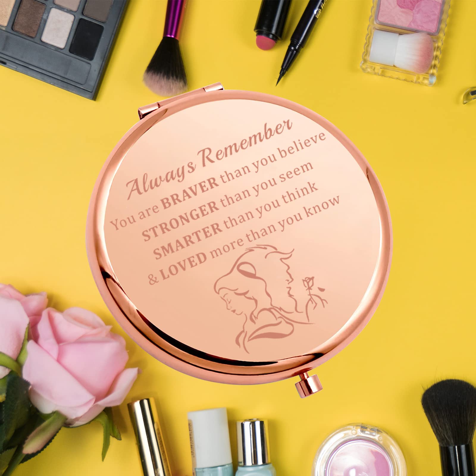 Keychin Beauty Fairy Movie Pocket Mirror Princess Fans Gifts Always Remember You Are Braver Stronger Smarter Than You Think Comp