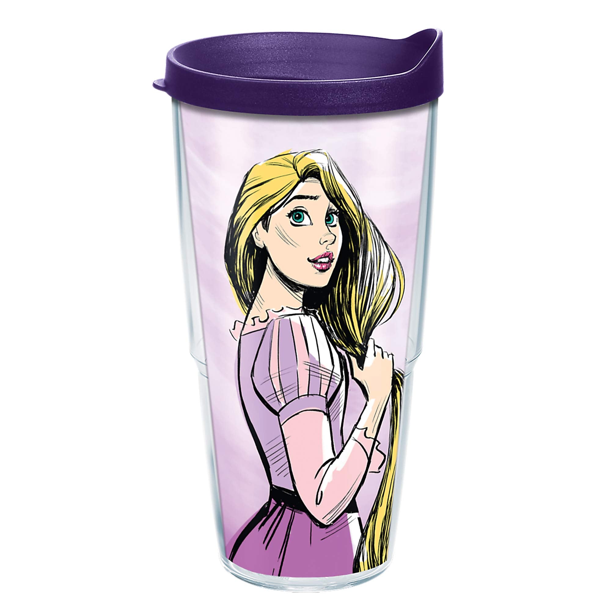 Tervis Made In Usa Double Walled Disney - Rapunzel Insulated Tumbler Cup Keeps Drinks Cold & Hot, 24Oz, Watercolor Splash