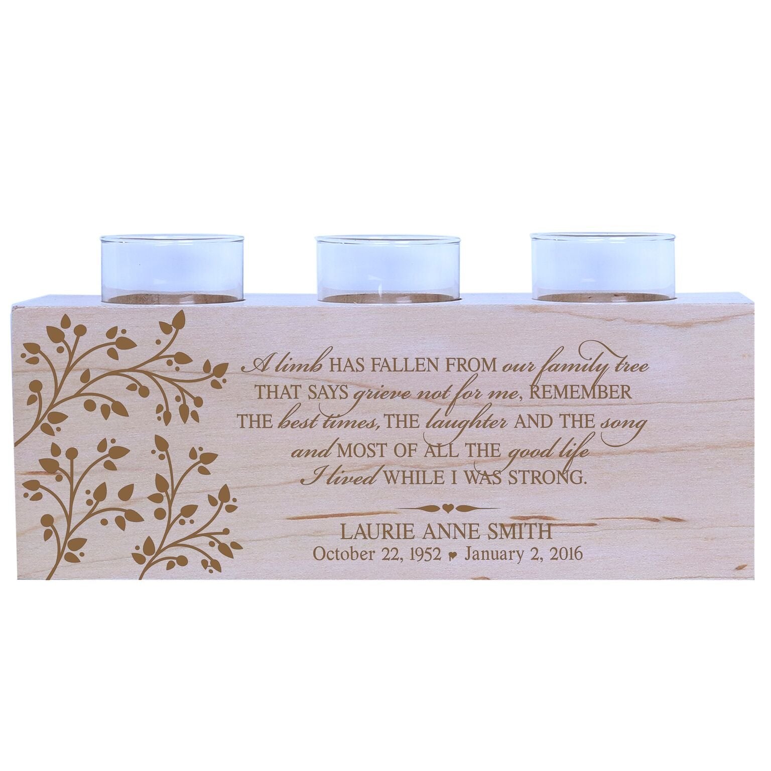 Lifesong Milestones Personalized 3 Votive Tealight Candle Holder A Limb Has Fallen Bereavement Sympathy Gift for Loss of Loved O
