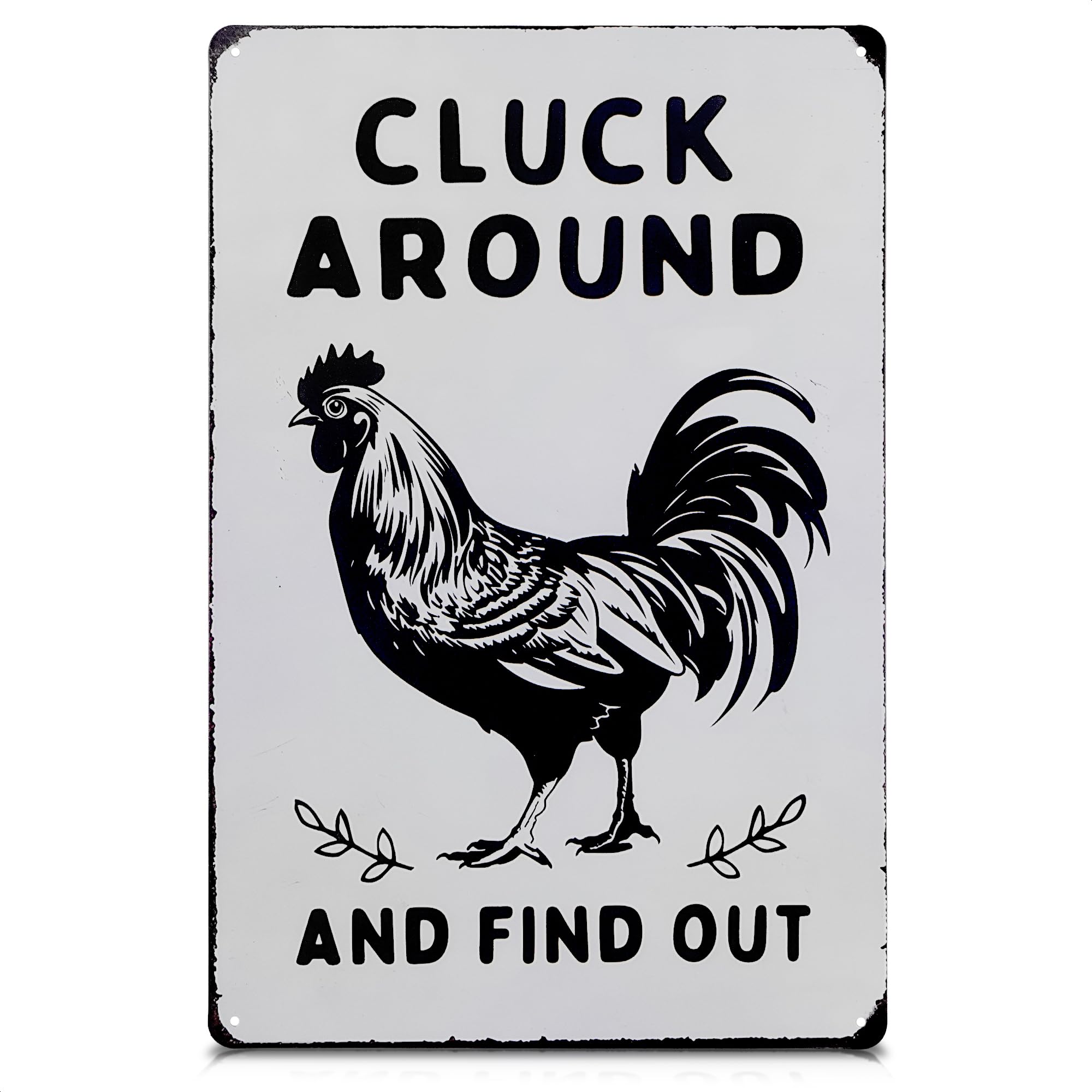Humorous Chicken Coop Sign - 12 x 8 inch Rustic Tin Rooster Decor for Barn or Kitchen, Farmhouse Metal Sign, Country Farm Decora