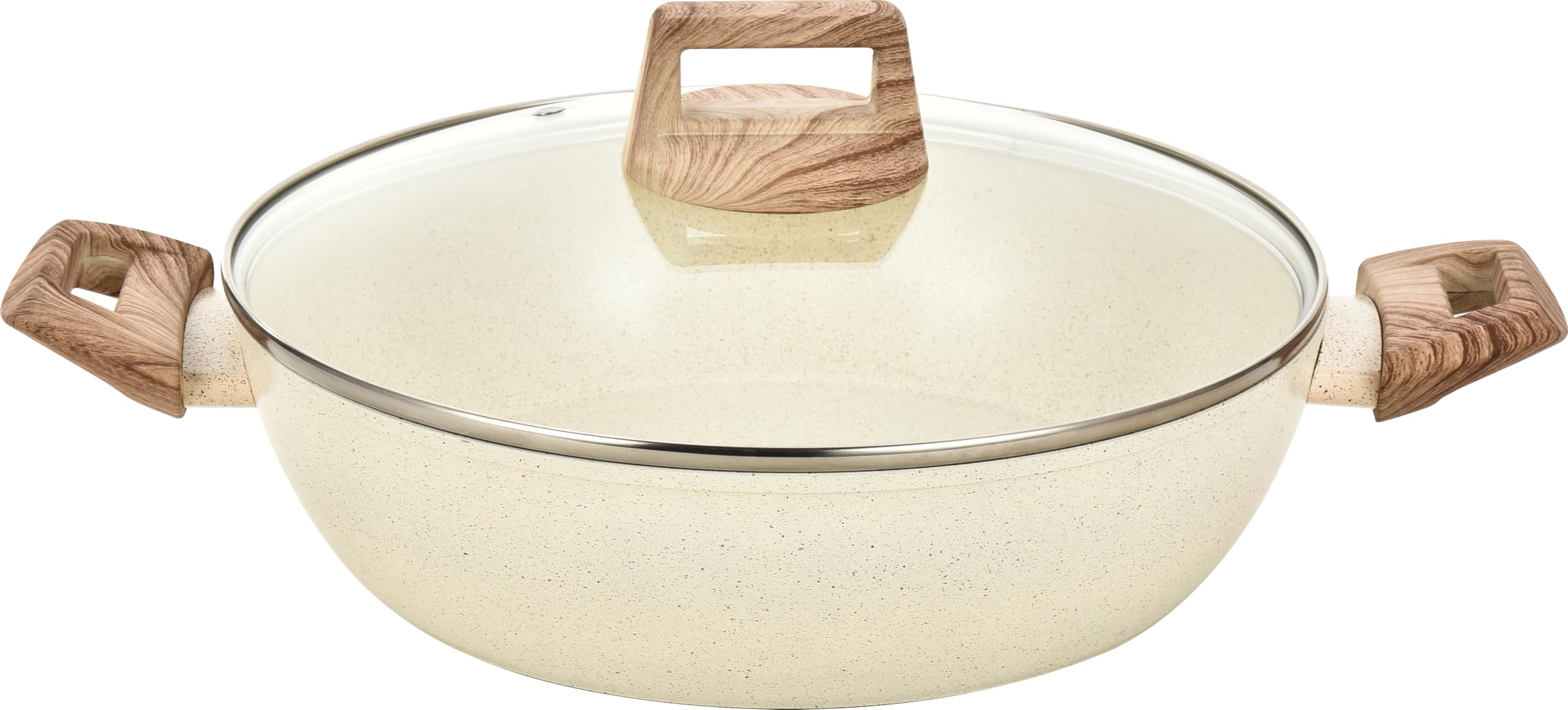 Cooking Core 4.0 Qt Ceramic Nonstick Casserole with Lid, MarbleCoated Forged Aluminum Pot, Induction Compatible, Cream