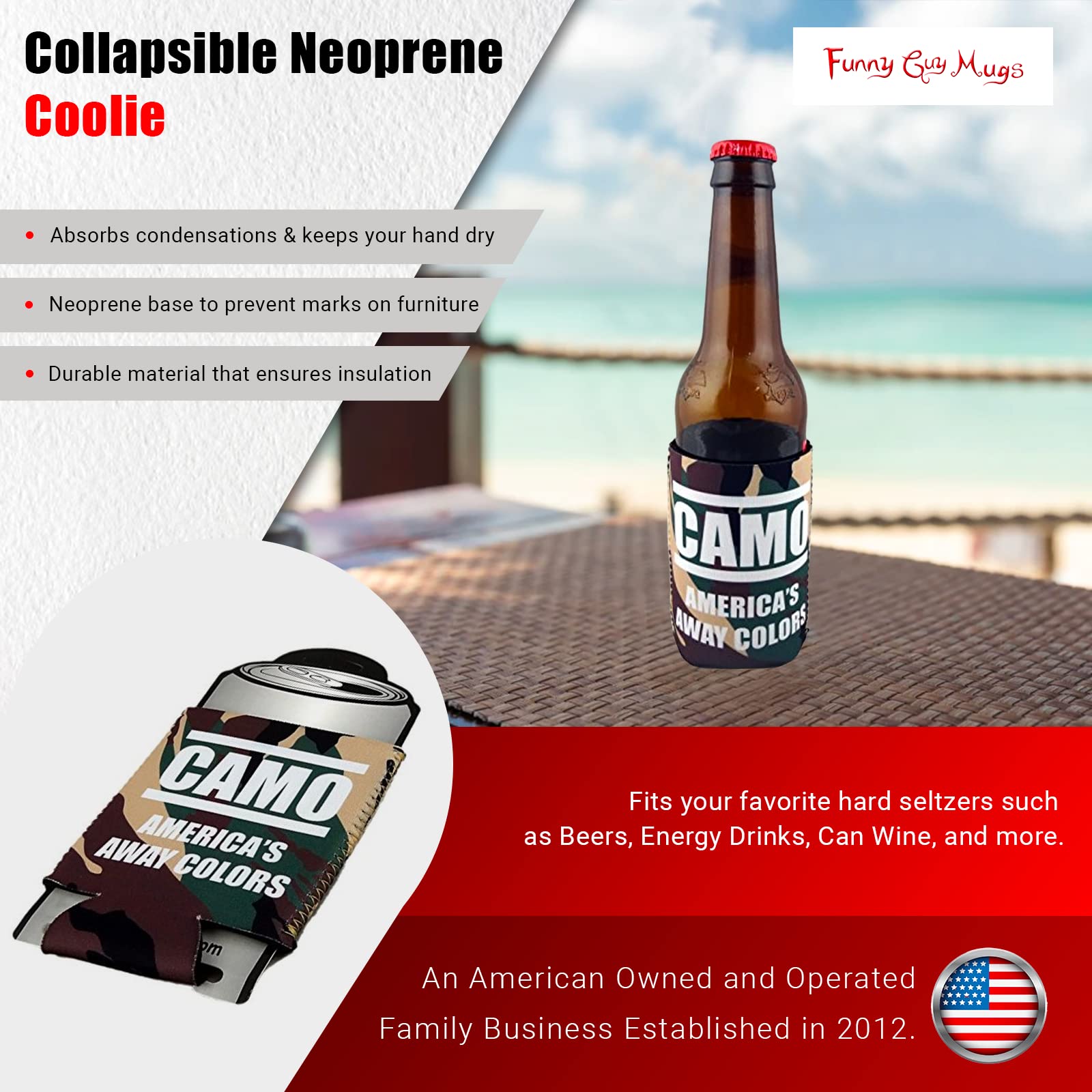 Funny Guy Mugs Reagan Bush '84 Collapsible Neoprene Can Coolie - Drink Cooler
