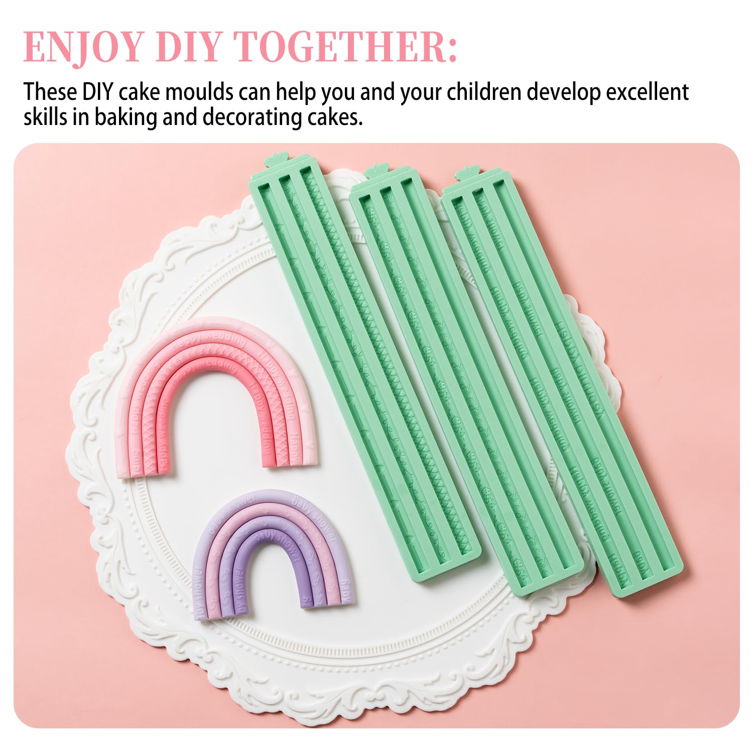 Kalaien Hemp Rope Fondant Chocolate Molds,Happy Birthday Silicone Molds For Clay, Iod Molds For Air Dry Clay, Candy Chocolate Ba