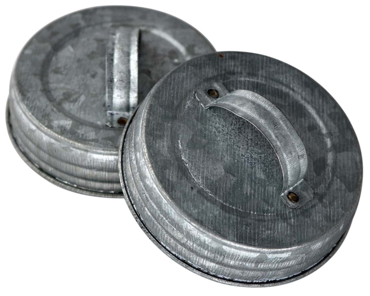 Galvanized Canister Handle Lid For Mason, Canning Jars (4 Pack, Wide Mouth)