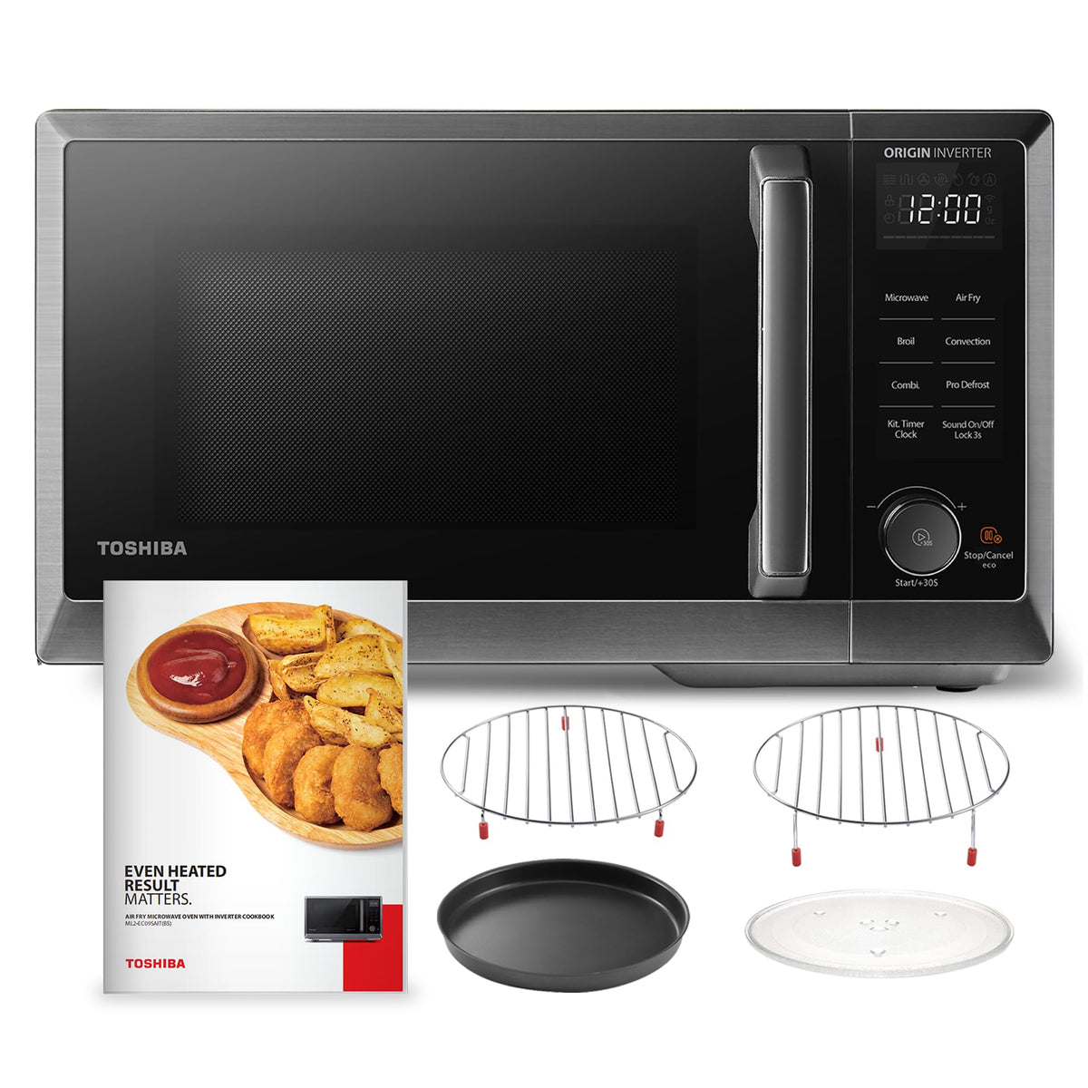 Toshiba Inverter Countertop Microwave Oven Air Fryer Combo Master Series, Broil, Convection, Speedy Combi, Even Defrost 11.3'' T