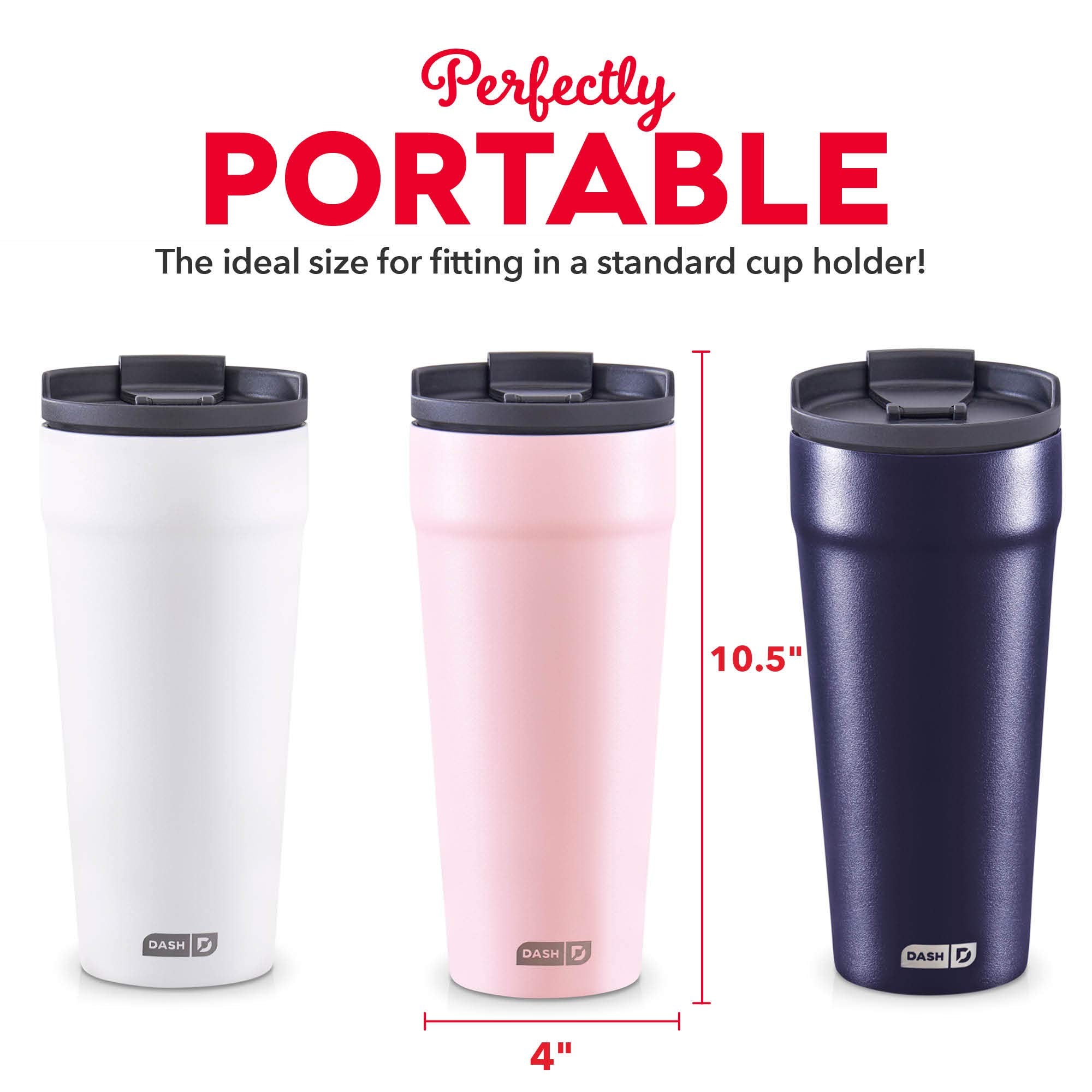 Dash 20Oz Tumbler With Spill-Proof Lid And Straw, Stainless Steel Vacuum Insulated Coffee Tumbler Cup, Double Wall Powder Coated