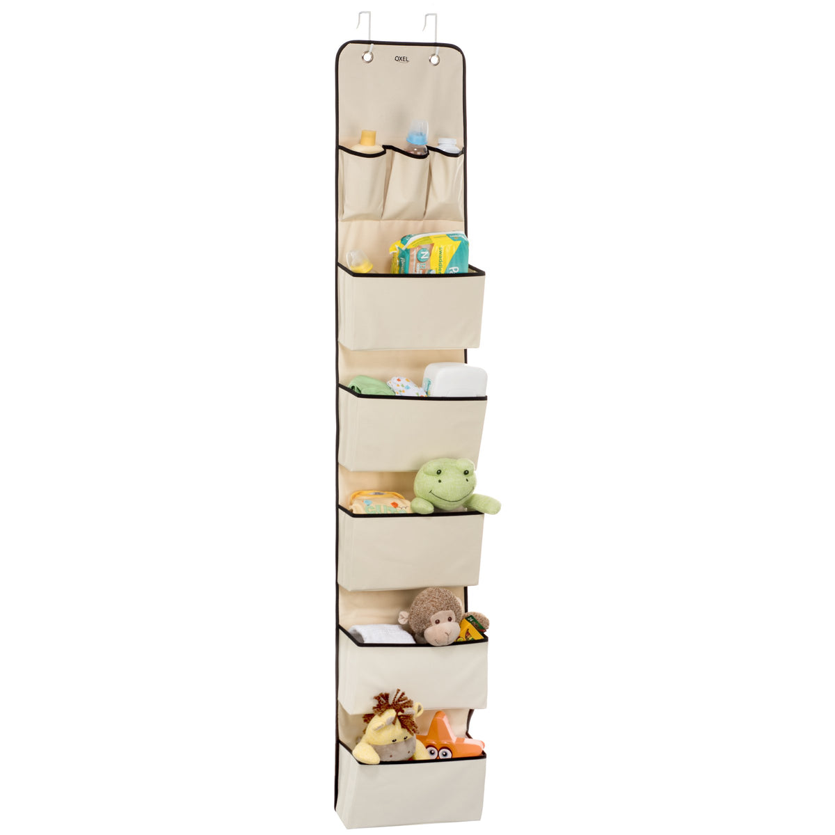 Over The Door Hanging Wall Organizer With 8 Pockets - Metal Hooks - Saves Space In Your Baby Nursery, Closet, Children'S Room Or