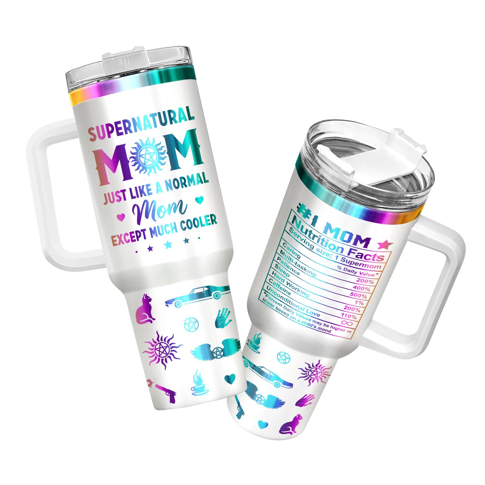 34HD Mothers Day Gifts, 40 oz Mom Movie Tumbler with Handle and Straw, Natural Movie Mug for Women, Natural Show Gifts for Mom f