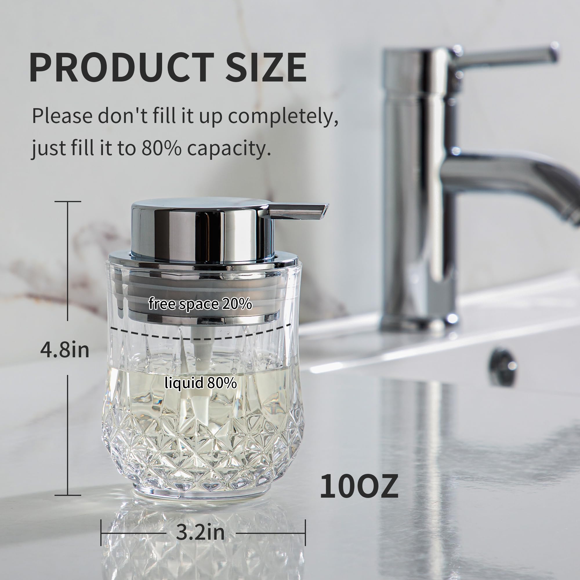 Glass Soap Dispenser,Bathroom Hand Liquid Soap Dispensers,Refillable Dish Soap Dispenser,Lotion Dispenser For Bathroom,Kitchen (