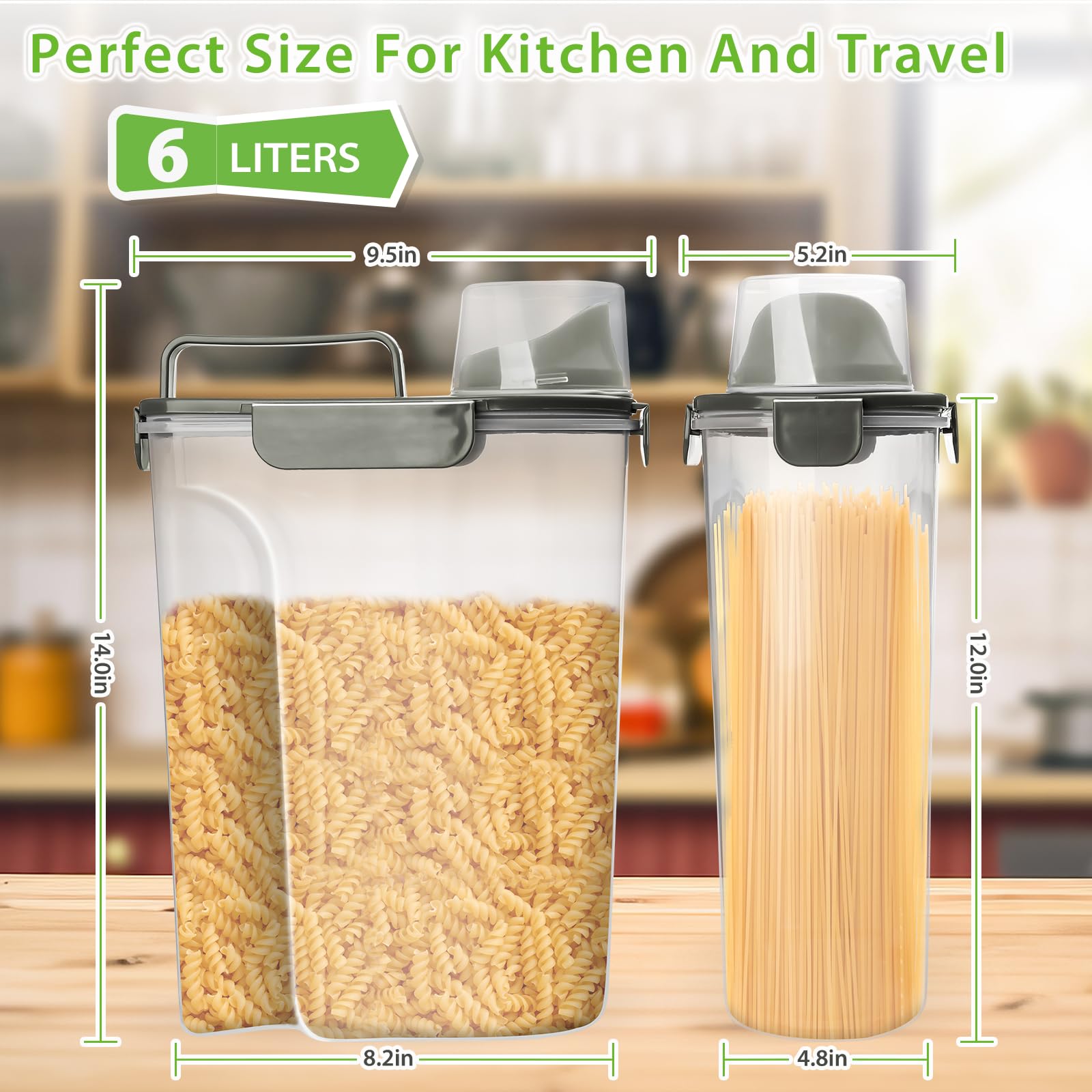 Viretec Rice Storage Container, 5 To 10Lb Dry Food Airtight Dispenser, Pet Dog Cat Food Canister, Bpa Free Clear Plastic Kitchen