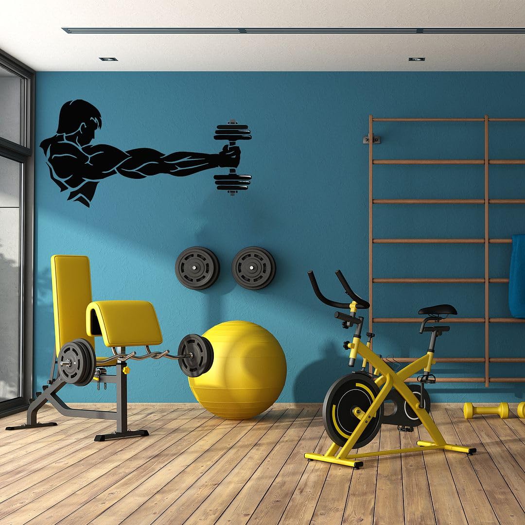 CVANU Transparent Gym Self-Adhesive Vinyl Wall Sticker for Wall Decoration (48.23cmX90cm) Black_S291