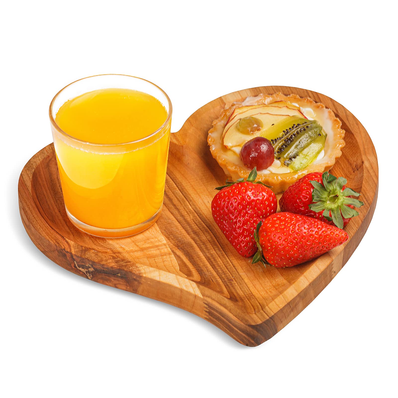 Valentine'S Day Heart Shaped Charcuterie Board Tray 9'' Cherry Wood Platter, Serving Tray, Food, Dishes, Plate - Wooden Heart Sh