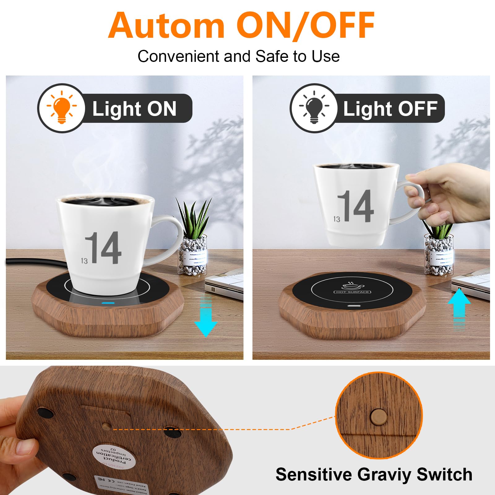 Coffee Mug Warmer: Smart Beverage Heating Plate Candle Wax Cup Warmer Electric Thermostat Coaster For Hot Coffee Milk Tea Water