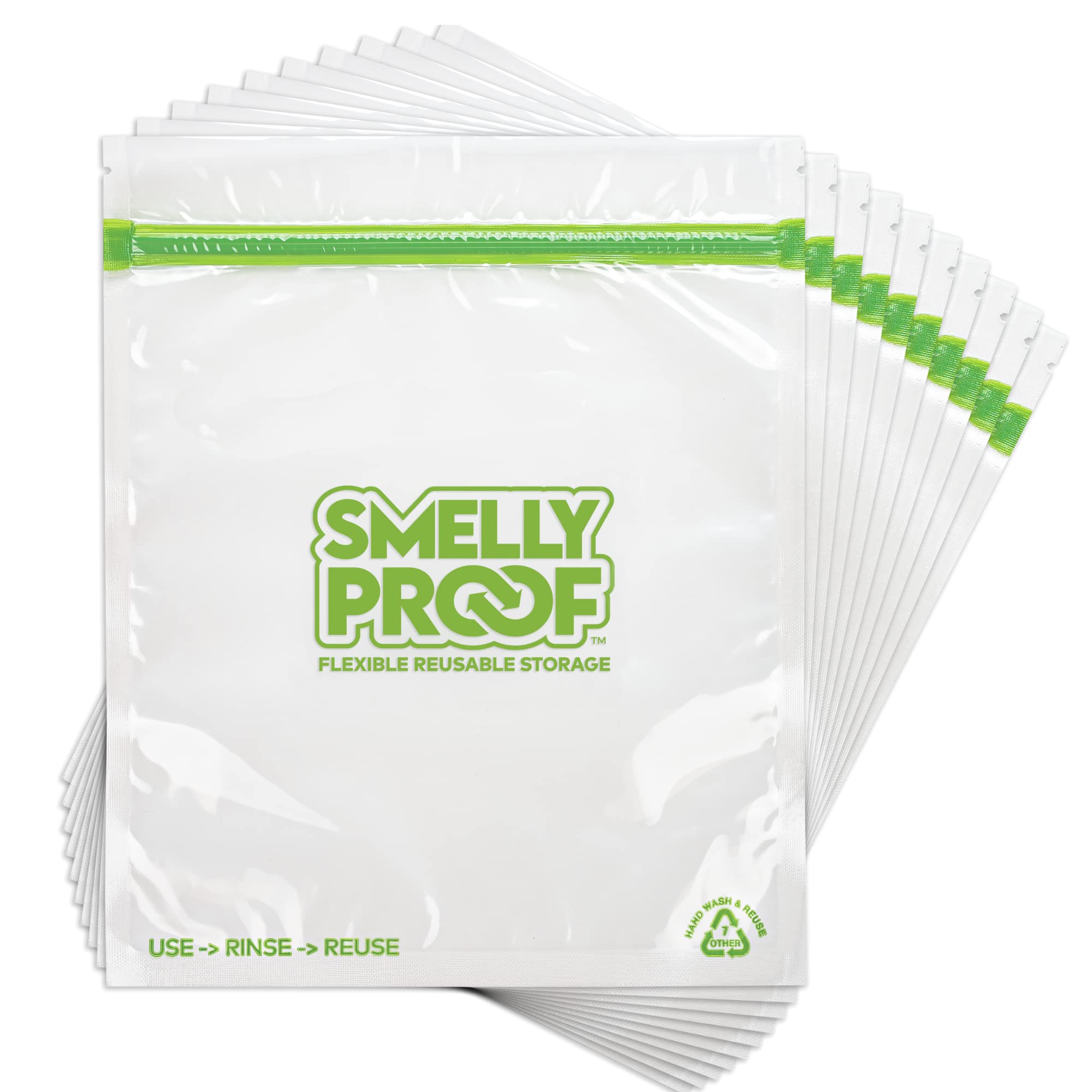 Smelly Proof Reusable Food Storage Bags Designed & MFG, USA MADE, Dishwasher-Safe, Easy-To-Clean, BPA FREE, NO PEVA, Clear FLAT 