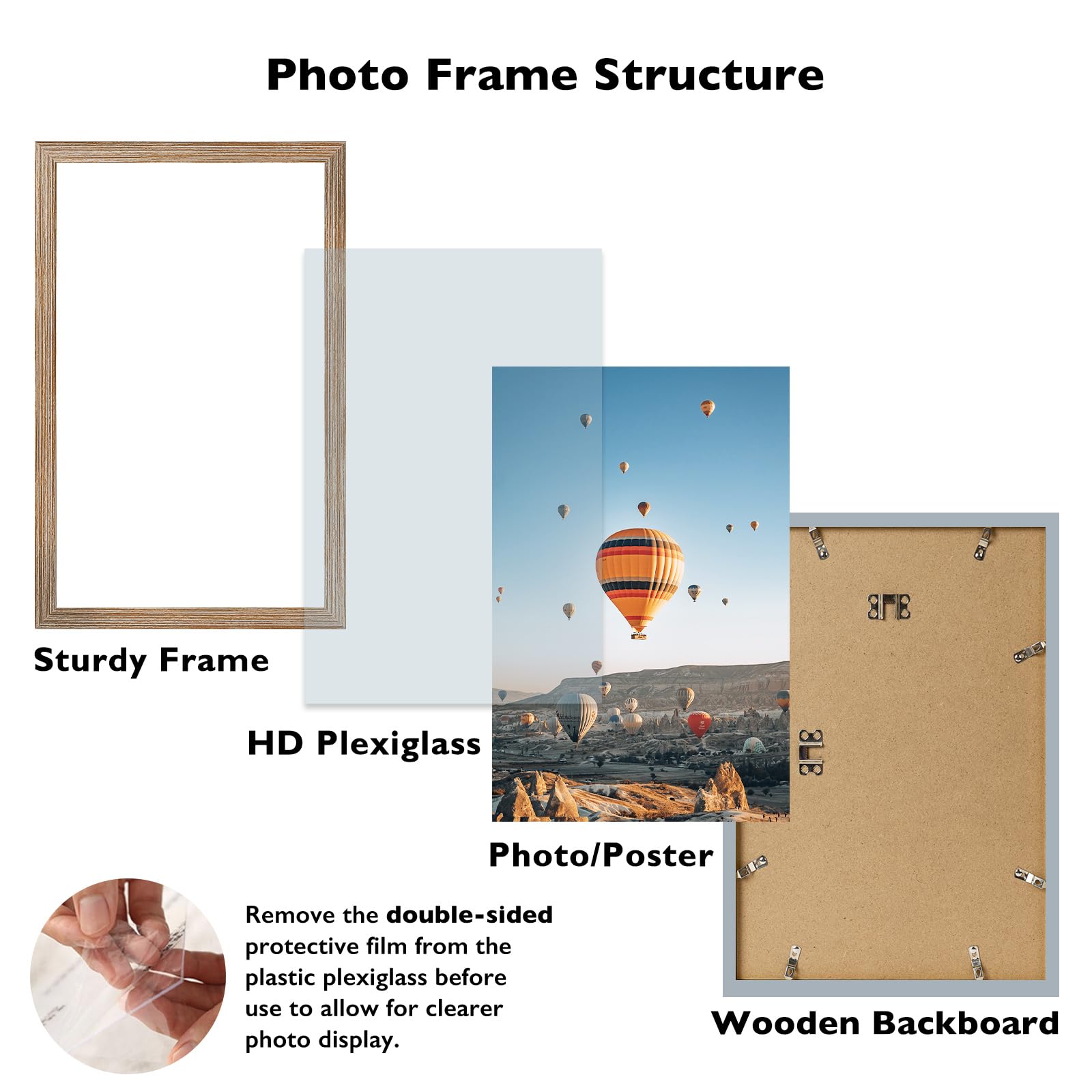 JCJMY 13x22 Picture Frame Rustic Brown for Poster Photo Picture, Horizontal and Vertical Formats for Wall Hanging, 13 x 22 Wall