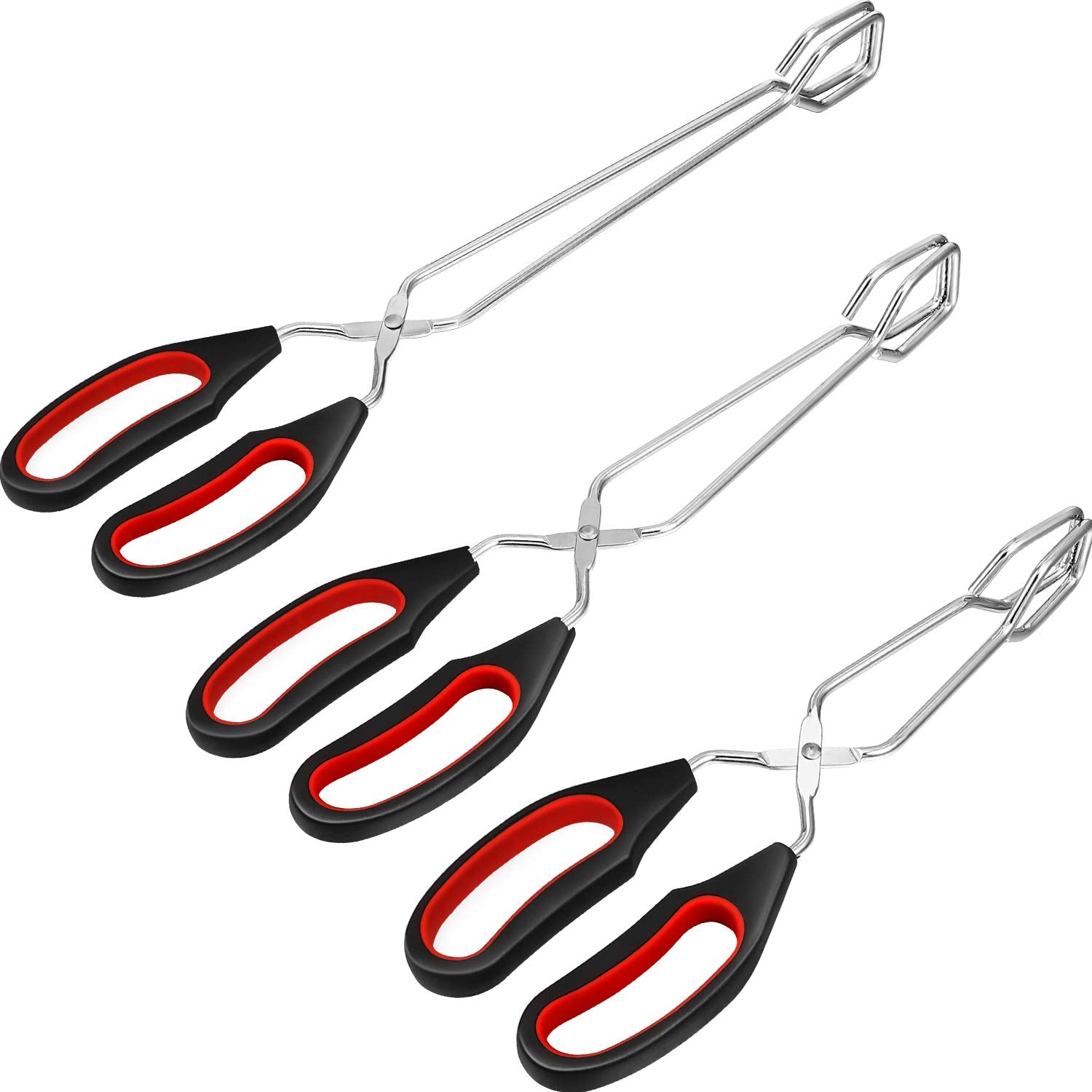 3 Pack Stainless Steel Scissor Tongs 9/11/ 12 Inch Cooking Scissor Tongs Kitchen Baking Bread Food Tong Barbecue Grilling Tongs
