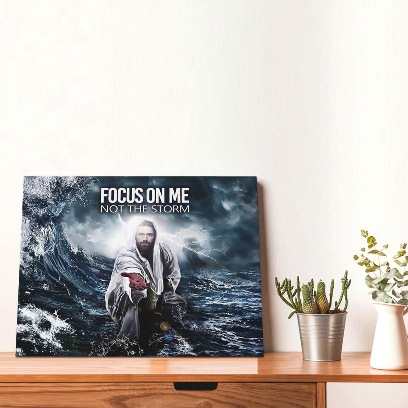 Tourrest Christian Jesus Cross Canvas Wall Art Religious Faith Poster Large Wooden Wall D  Cor Christ Bible Framed Artwork For C