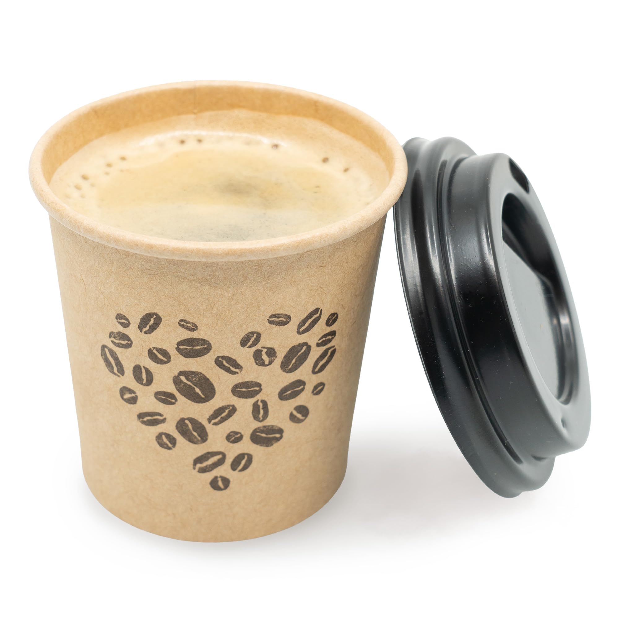 ECODESIGNUS 4 Oz Espresso Cups with Lids  Kraft 50 Sets  Disposable Cups