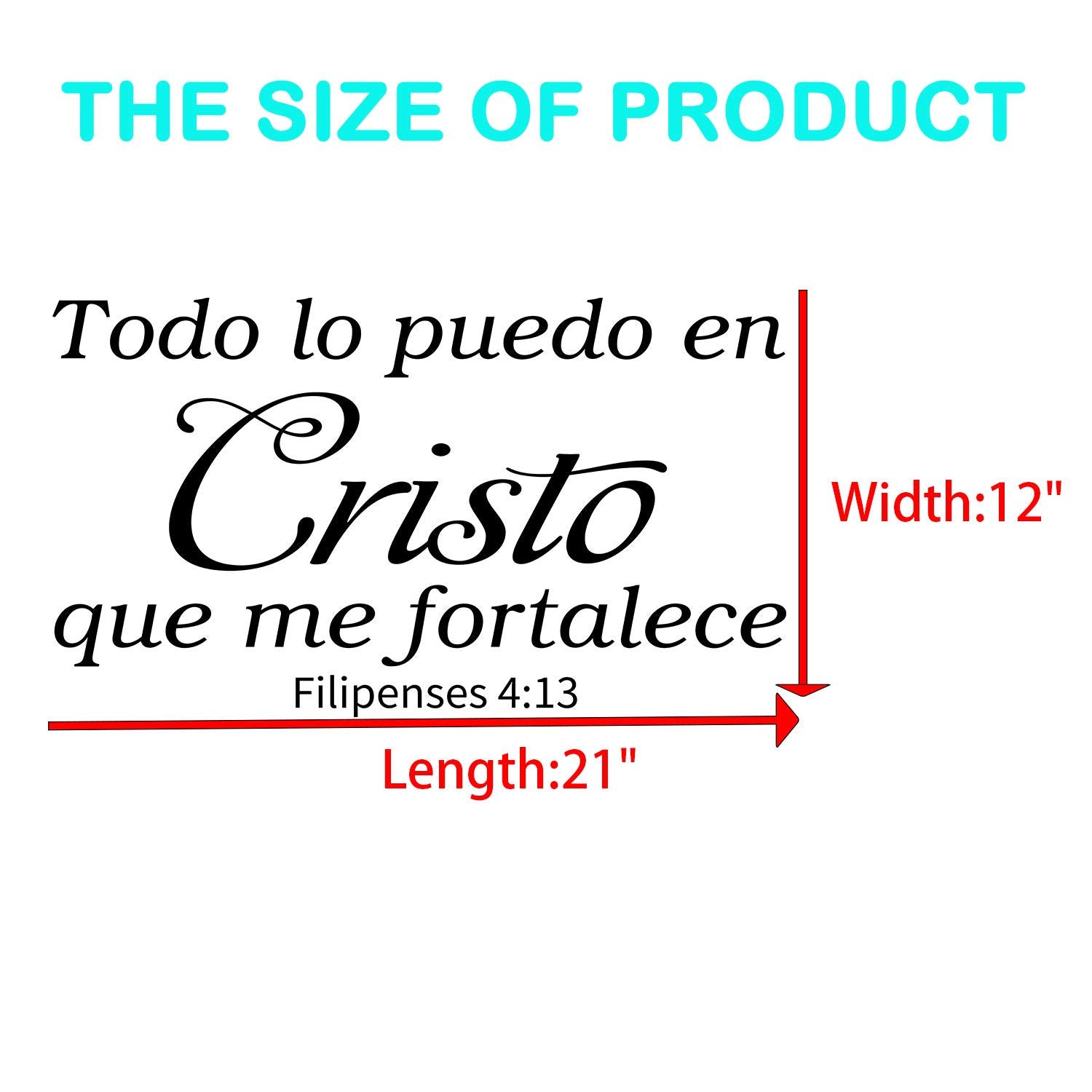 AnFigure Vinilos Decorativos para Pared  Frases para Decorar Pared En Espa?l  Dios Biblicos Calcomanias Quotes Home Art Decor Vinyl Stickers Spanish Todo Lo Puedo En Cristo Que Me Fortalece 21''x12''