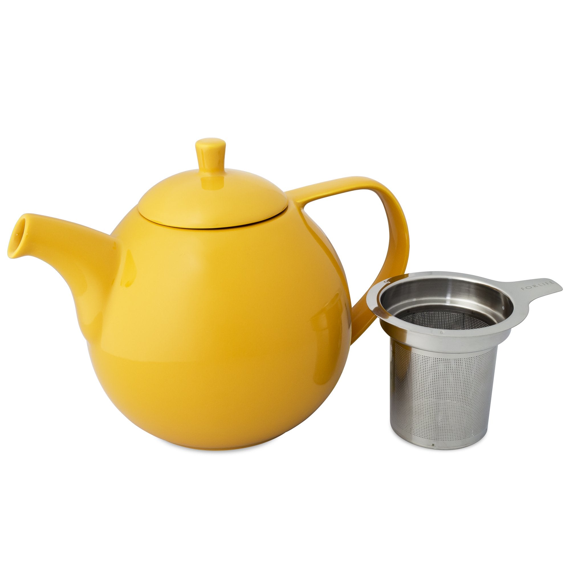 Forlife Curve Teapot With Infuser, 45-Ounce, Mandarin