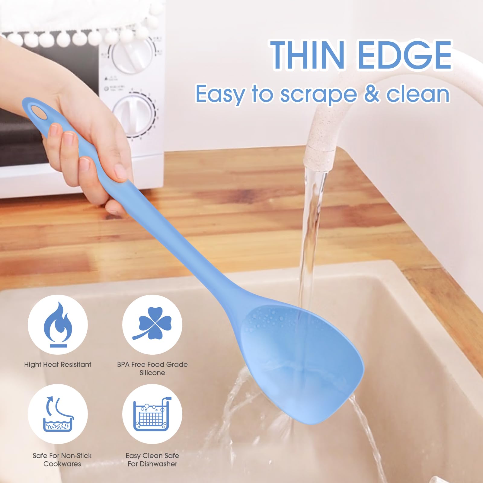Armrouns Silicone Spatula Spoon 2-Pack, Rubber Spoonula Set Heat Resistant, Seamless Non-Stick Scrapers For Baking Mixing.