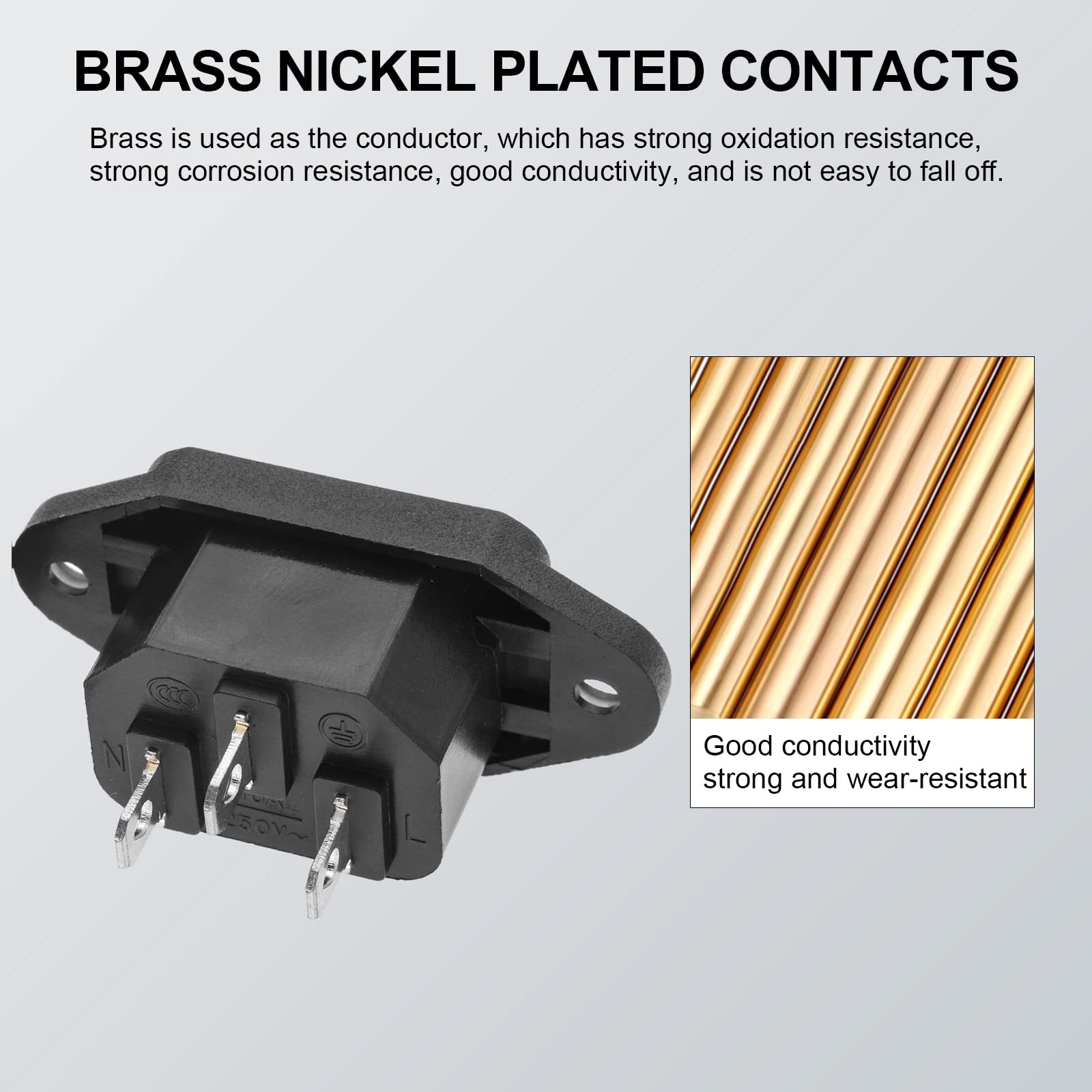 Qteatak 3 Pack Screw Mount 3 Pins Inlet Power Plug Socket Iec320 C14 Ac 250V 10A By Qteatak