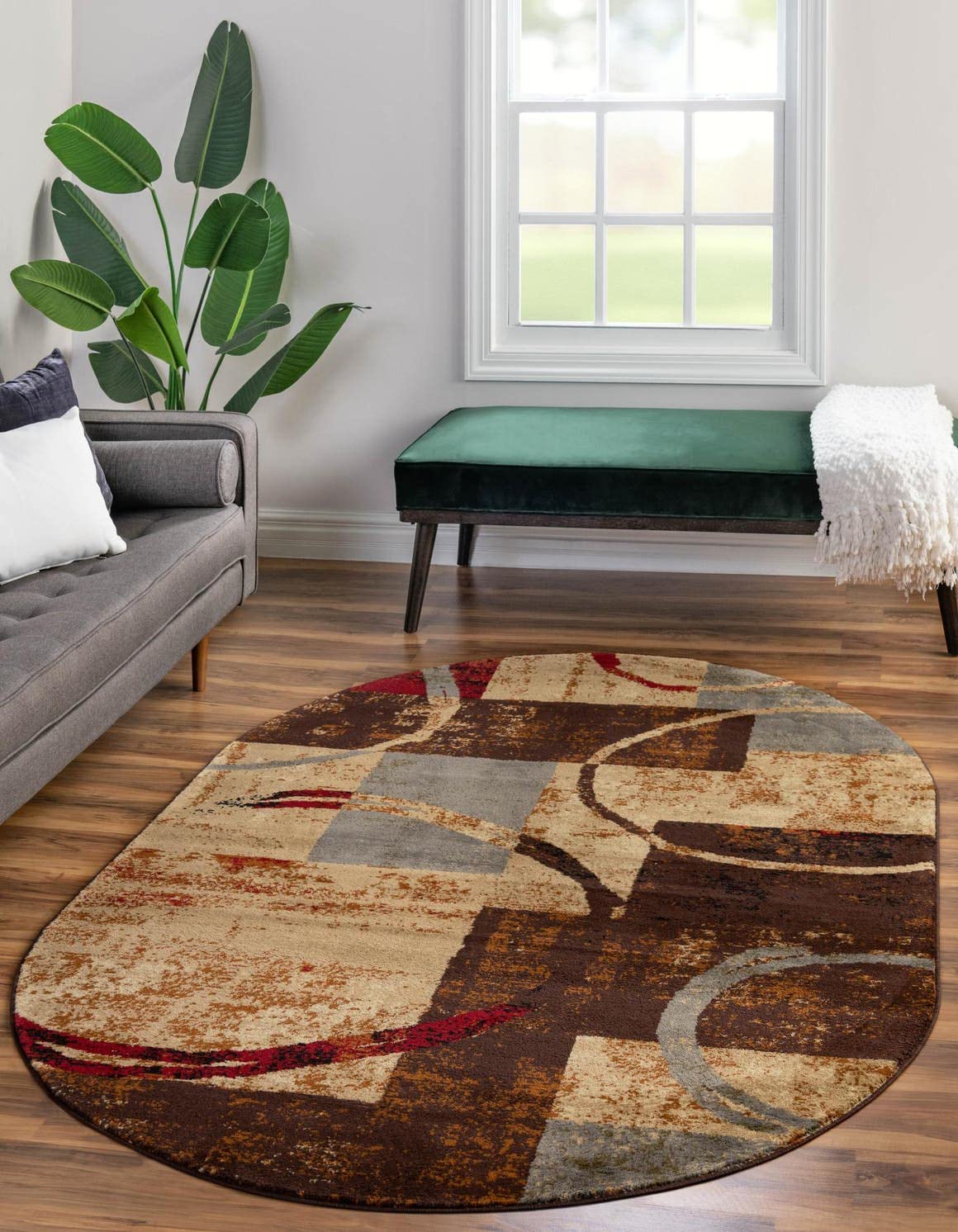 Unique Loom Barista Collection Area Rug - Kouillou (4 1 x 6 1 Oval, Multi/Brown)