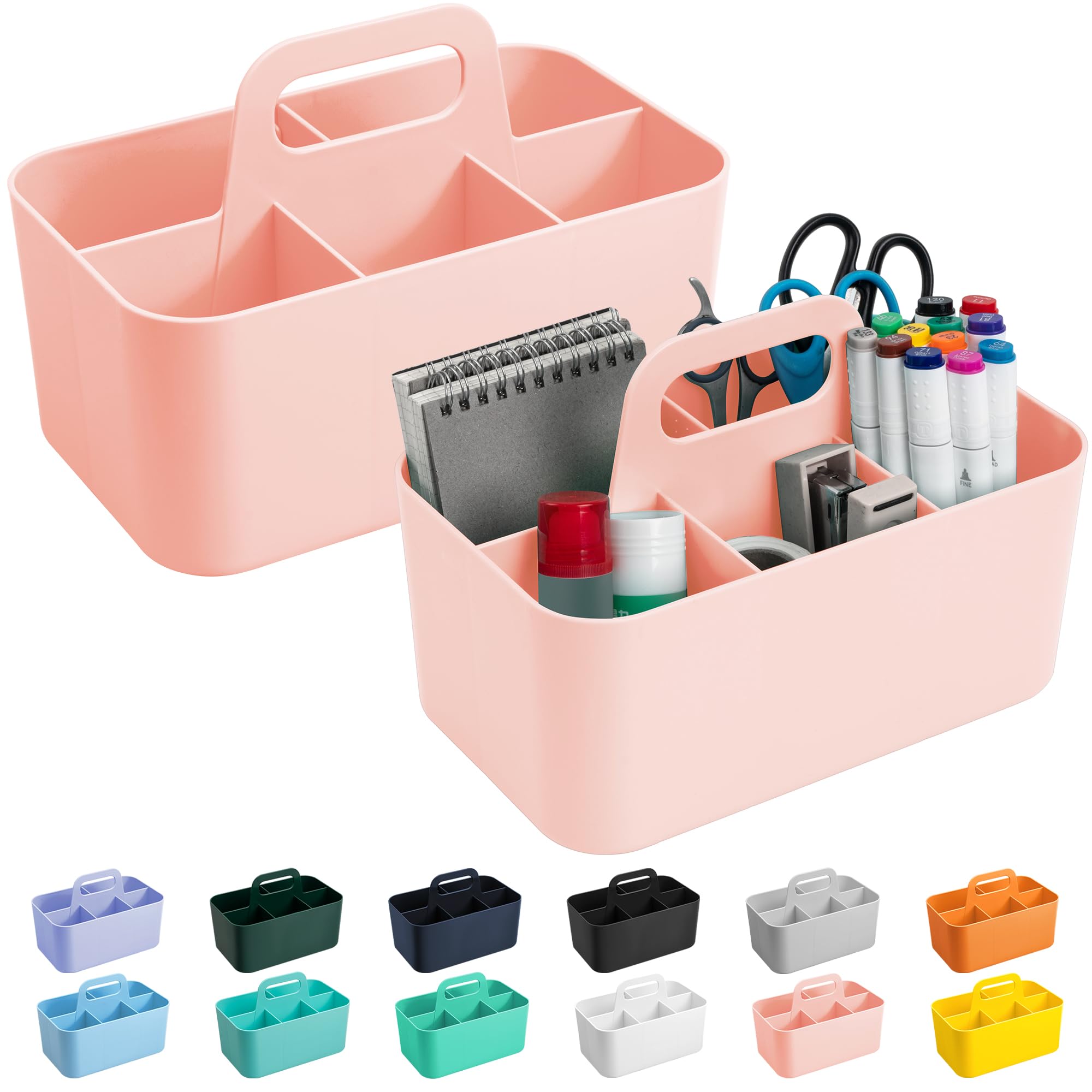Tiawudi 2 Pack Caddy Organizer with Handle, Portable Plastic Caddy, Storage Organization for Cleaning, Bath, Makeup, Art, Craft,