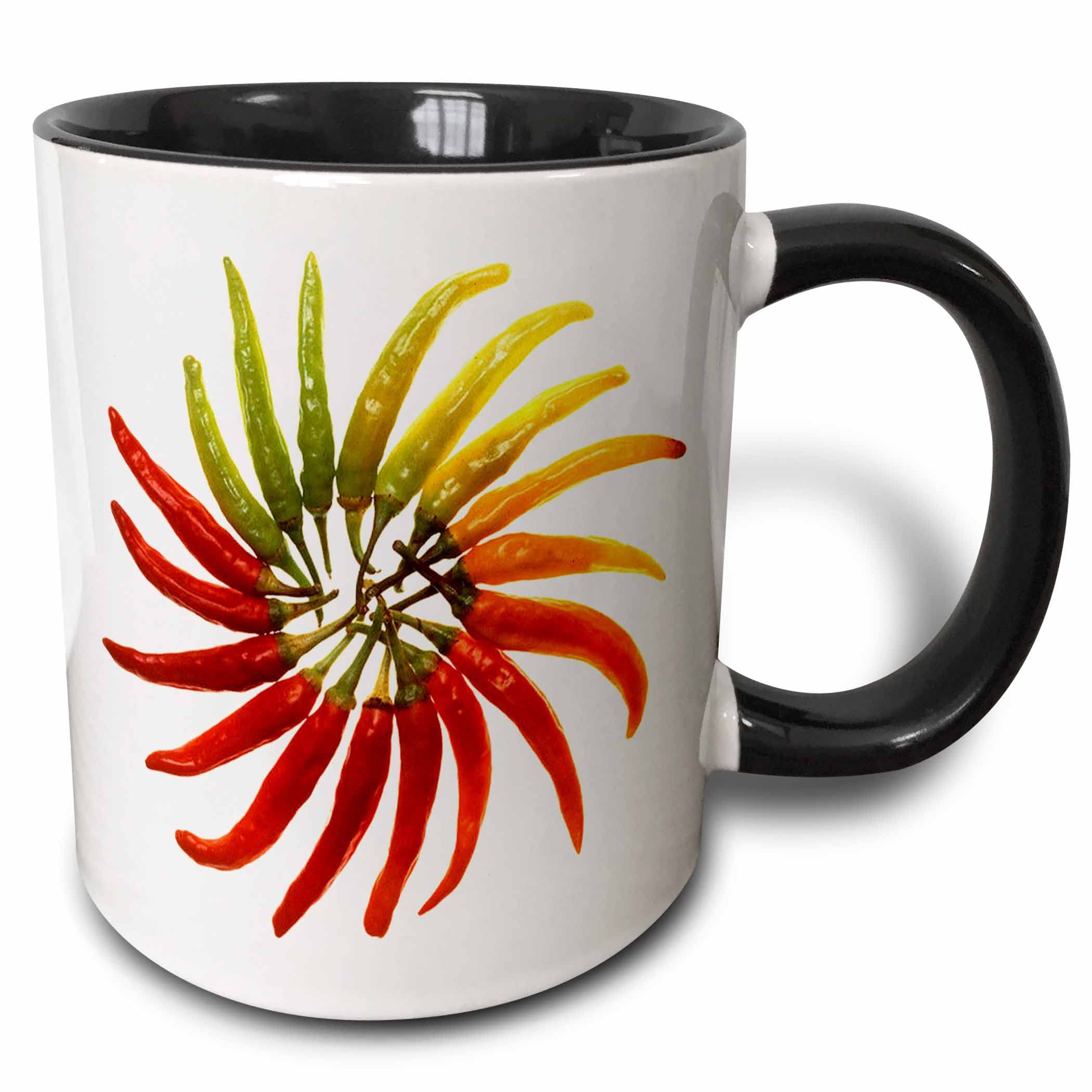 3dRose mug_46855_4 Red Hot Chili Peppers - chili, chili pepper, chilli, chilli peppers, pepper, peppers, red Two Tone Black Mug,