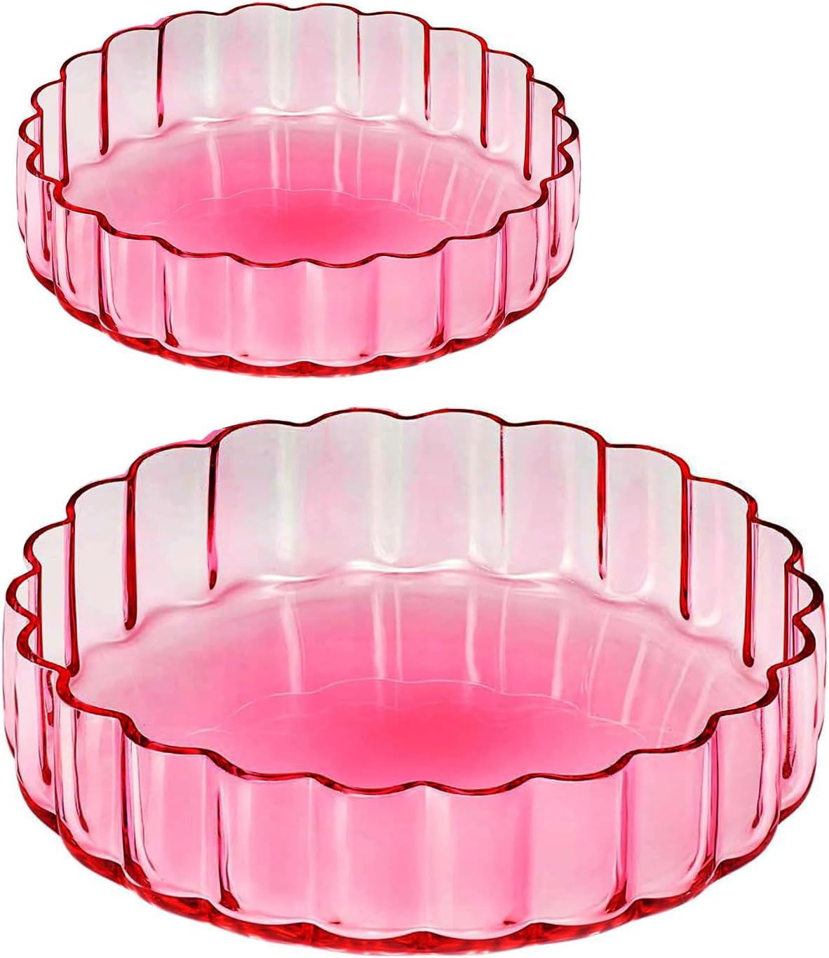 Khen Glass Flower Wave Colored Plates | Set of 2 | Blush Pink Green