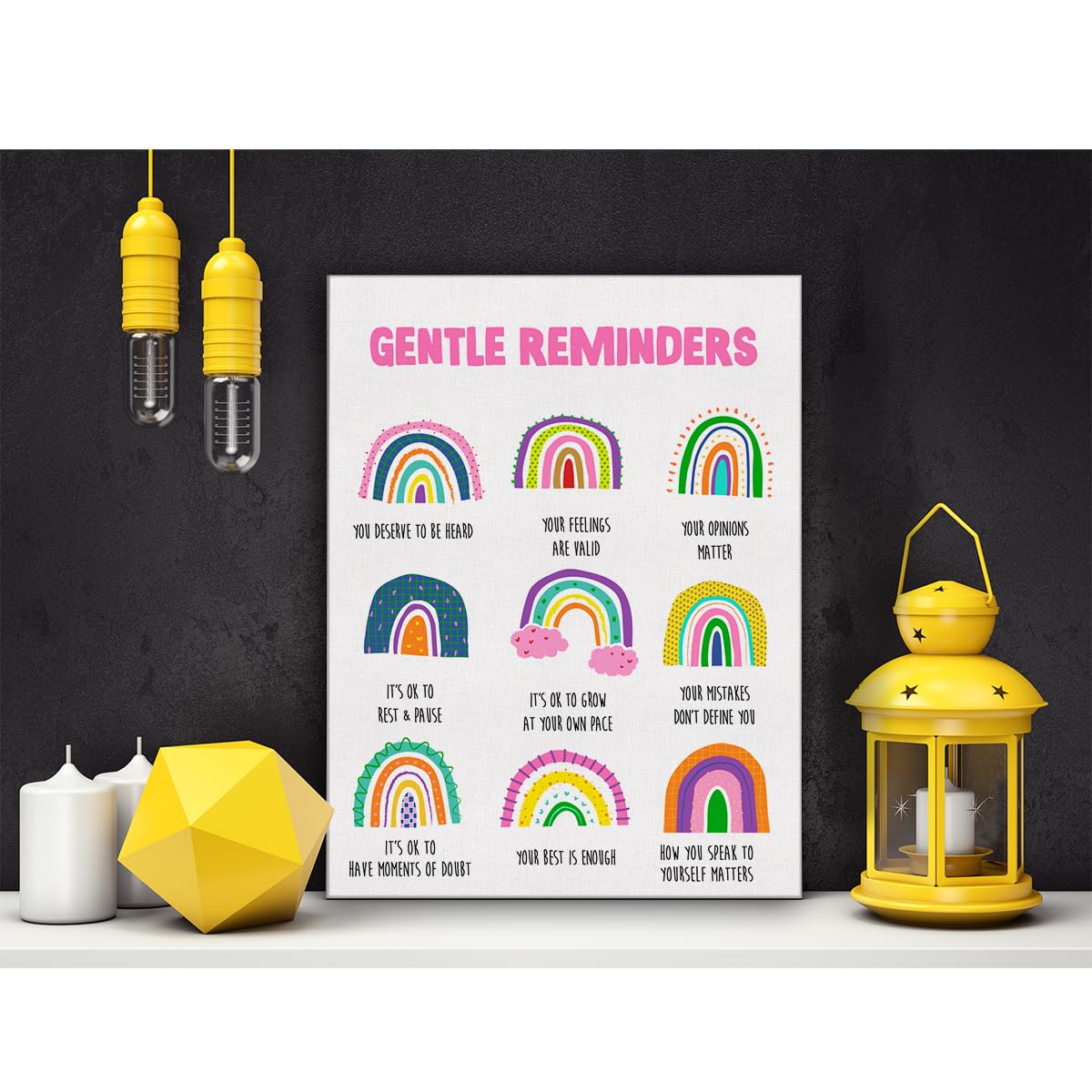 Positive Affirmations Poster Canvas Wall Art For Counselor Office Therapy Office Decor - Mental Health Gentle Reminders Canvas P