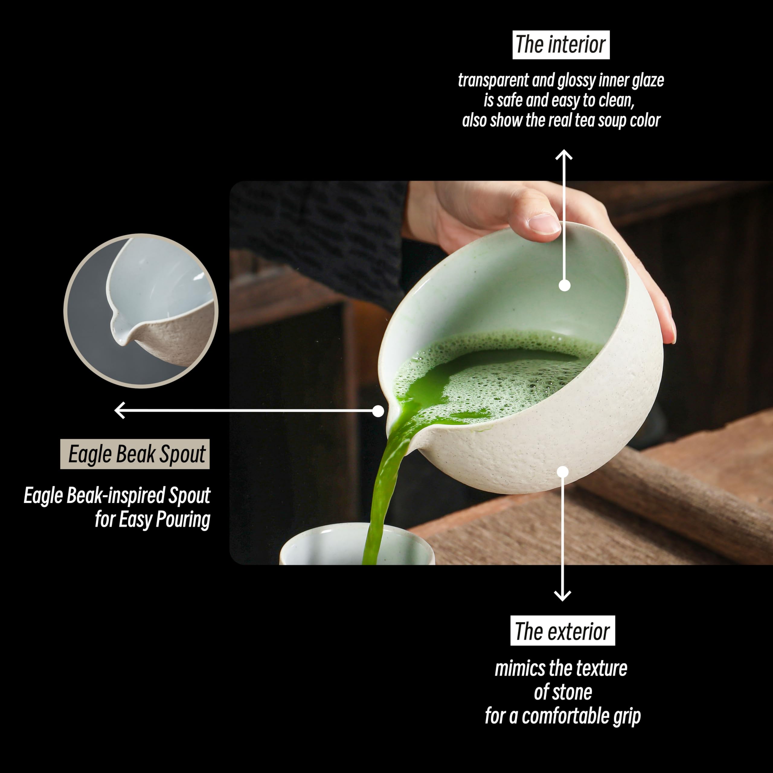 Japanese Tea Set (7Pcs) Matcha Whisk Set Matcha Bowl With Pouring Spout Bamboo Matcha Whisk (Chasen) Scoop (Chashaku) Matcha Whi