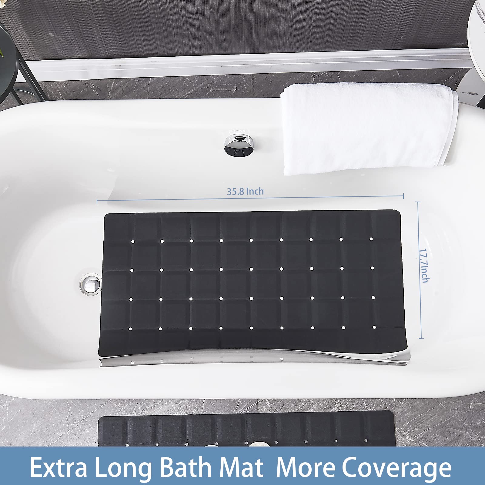 Webos Foldable Silicone Bathtub Mat: Jumbo Size Heavy Duty Safety Bath Mat For Tub Without Suction Cups Non Slip Bath & Shower M