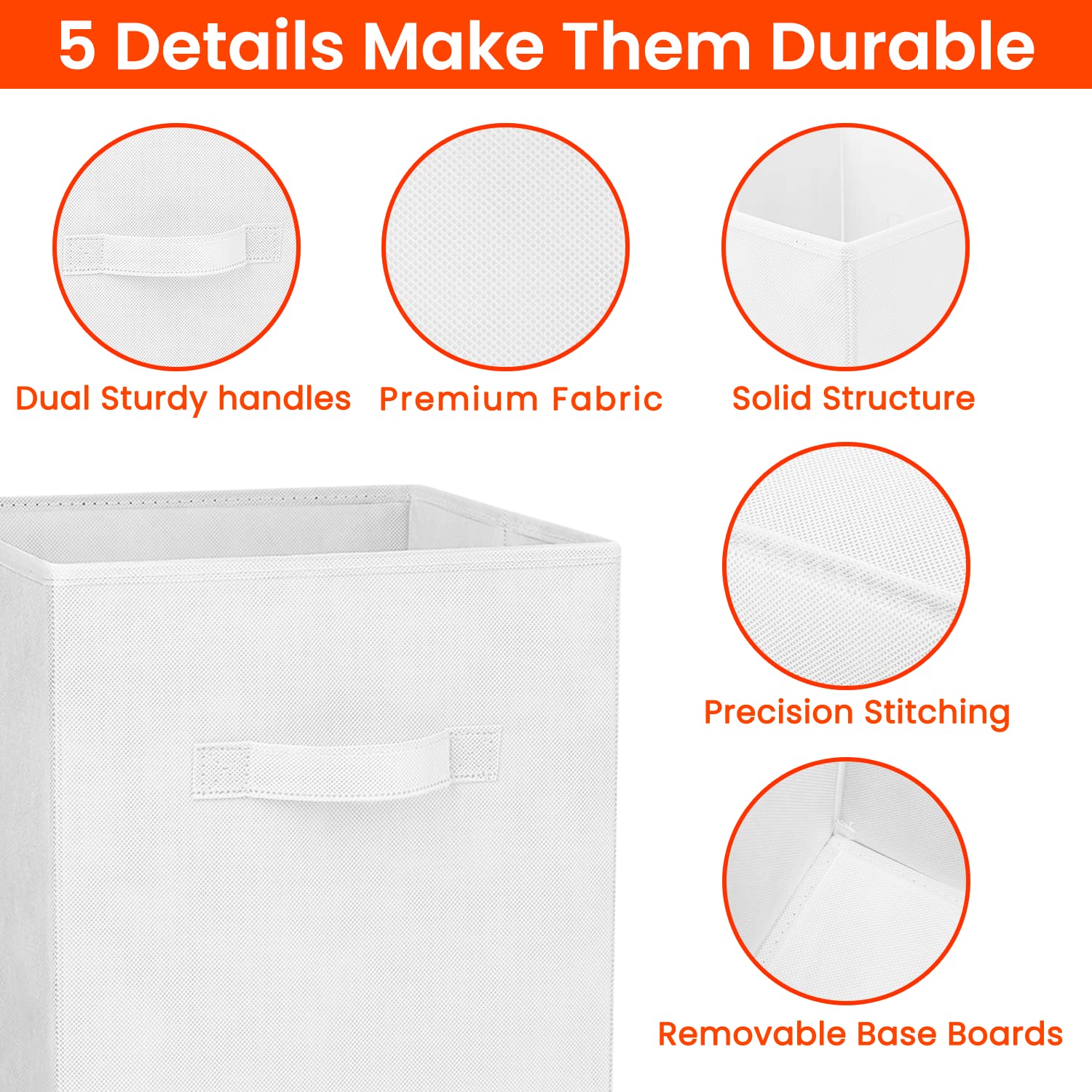 Storage Cubes  11 Inch Cube Storage Bins (Set of 8)  Fabric Collapsible Storage Bins with Dual Handles  Foldable Cube Baskets for Shelf  Closet Organizers and Storage Box (White)