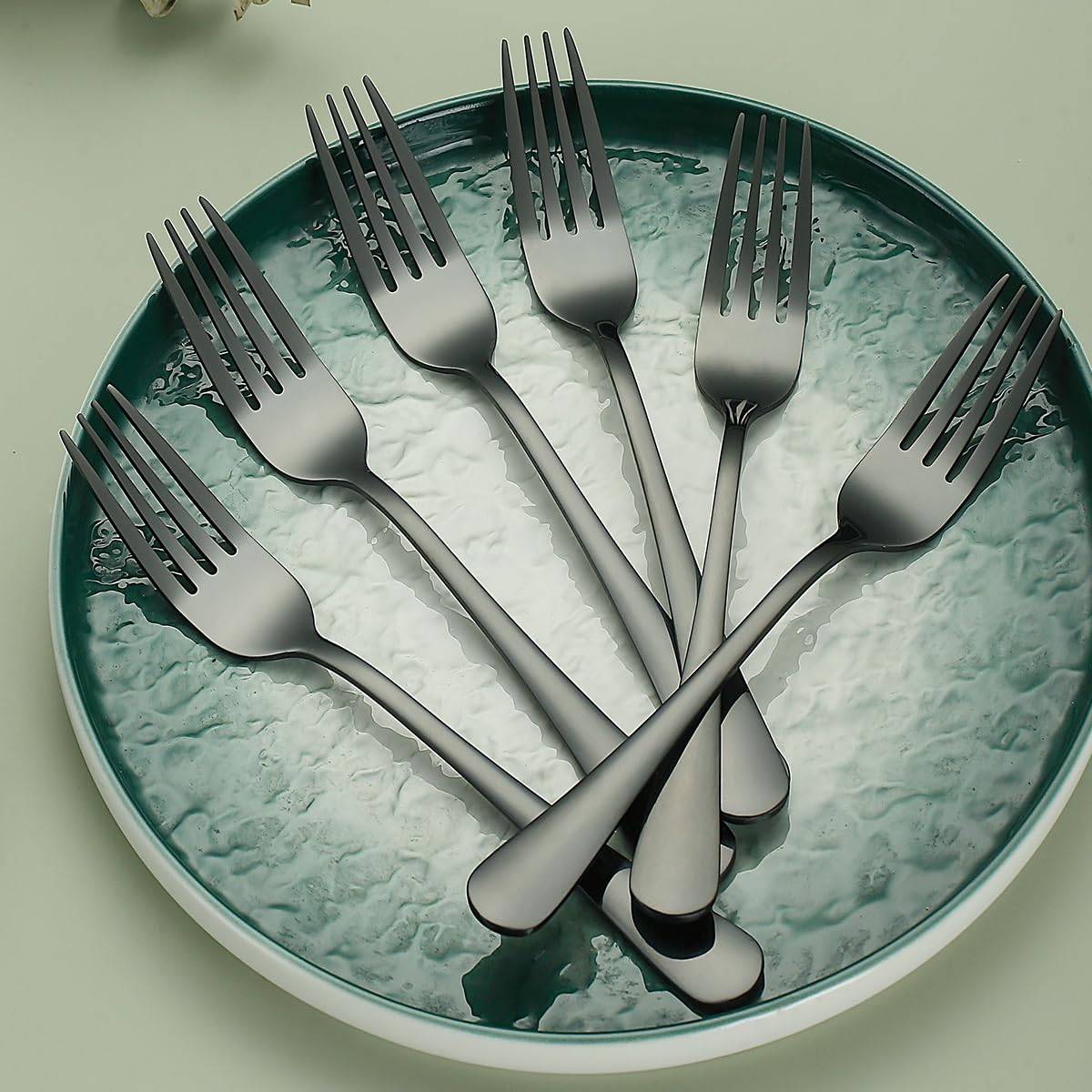 Evanda Black Dinner Fork 12 Pieces  Black Titanium Plating Stainless Steel 8.07inch Forks  Cake Forks  Table Forks Dessert Forks  Easy To Clean  Dishwasher Safe