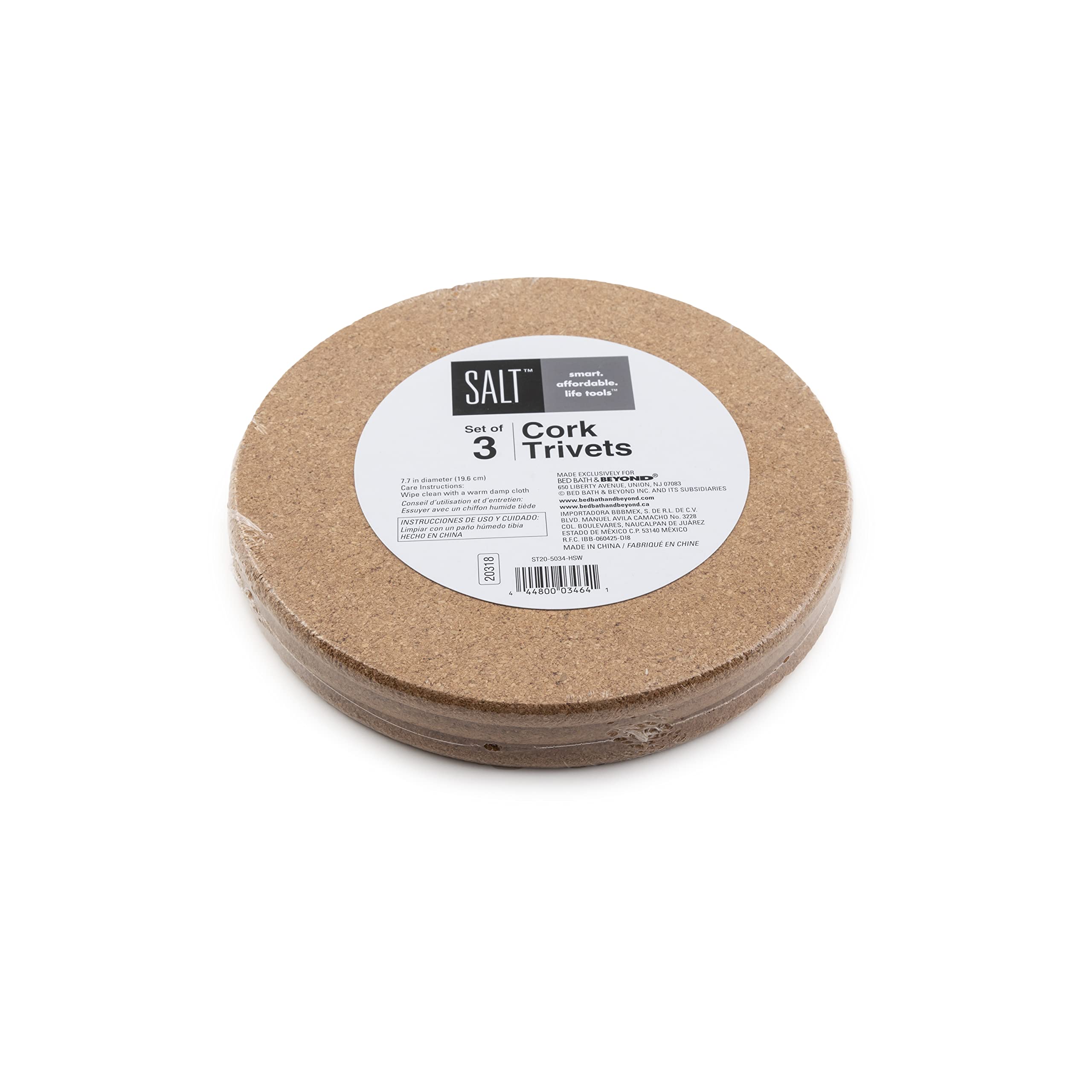 Thirstystone Cork 3 Pack Trivet, Tan, Brown