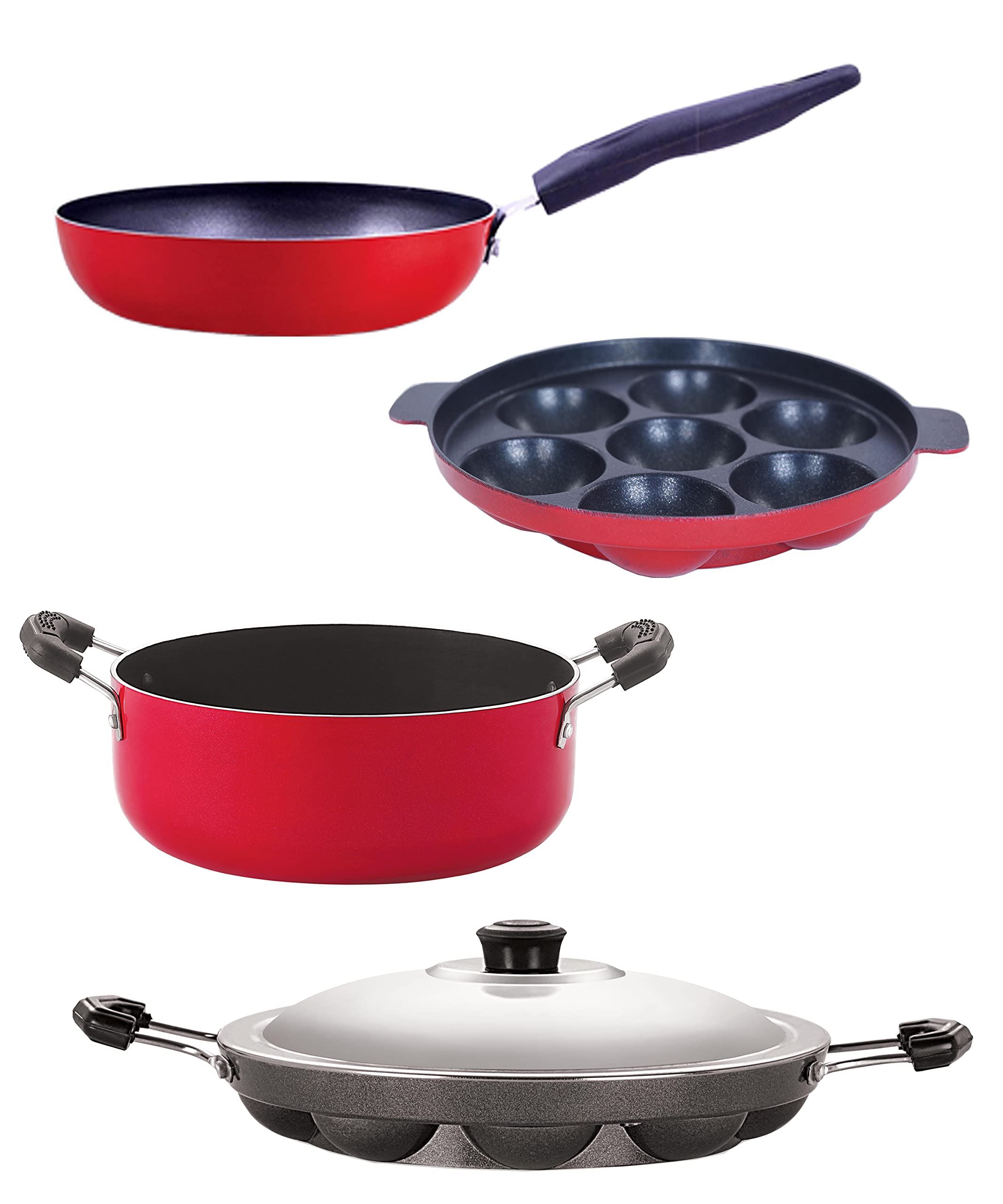 Nirlon NonStick Coated Dishwasher Safe Aluminium Kitchen Utencils Set Of 4Pieces (Cvg_Ap7_Ap12_Cs24)
