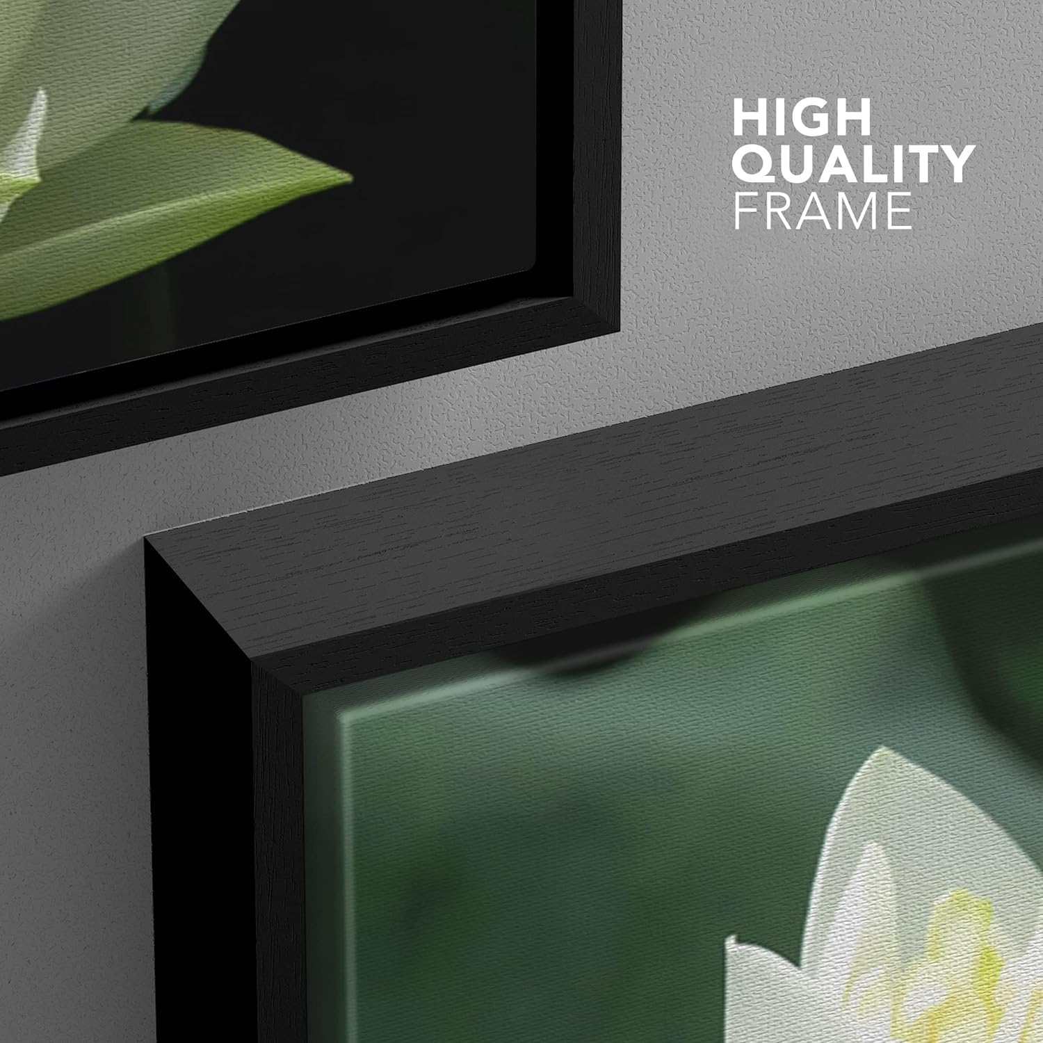 Wall26 Framed Canvas Prints Wall Art - White Lotus Flower And Green Lotus Leaf | Modern Wall Decor/Home Art Stretched Gallery Wr