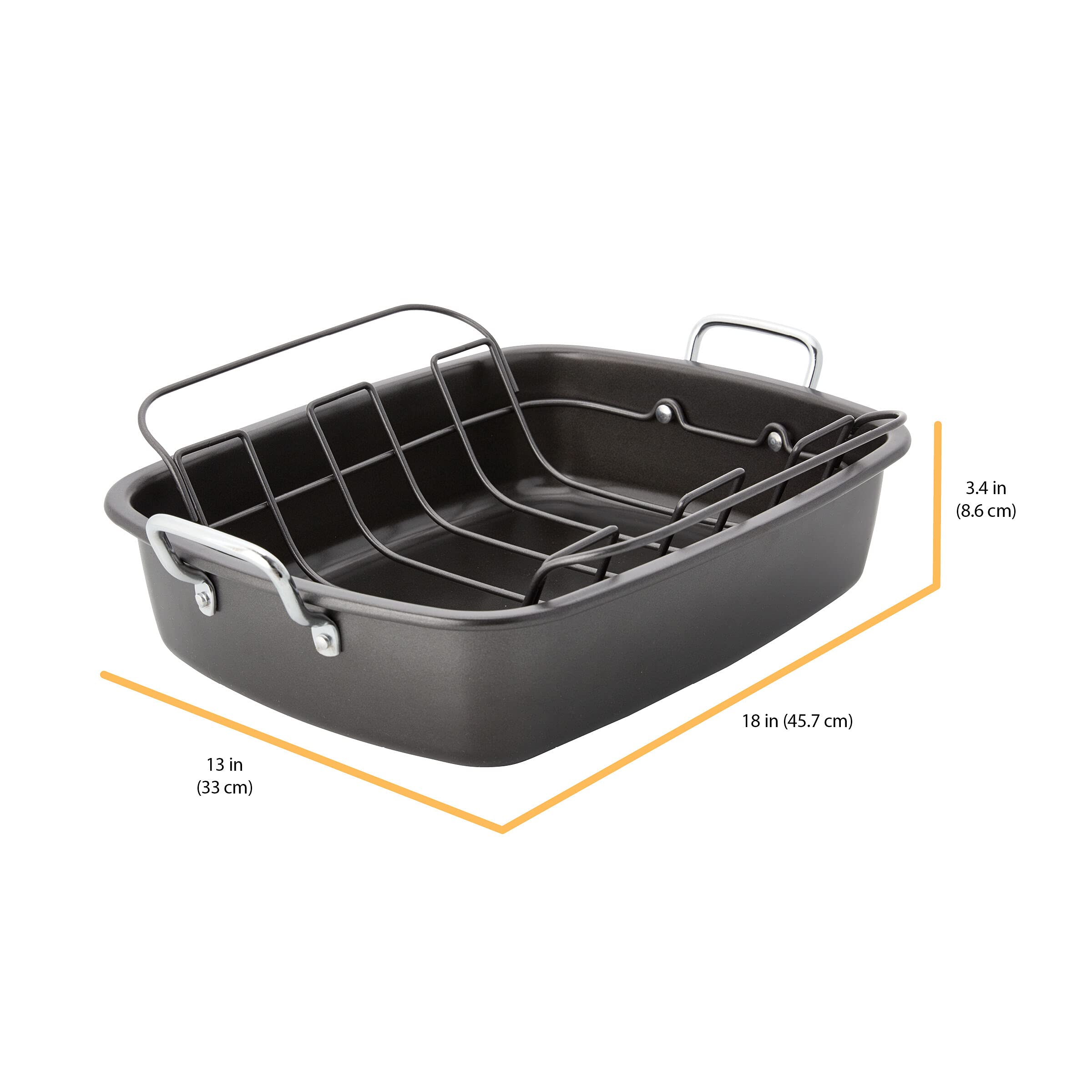 Chicago Metallic Nonstick Roaster With Floating Rack, 18-Inch-By-13-Inch, Black
