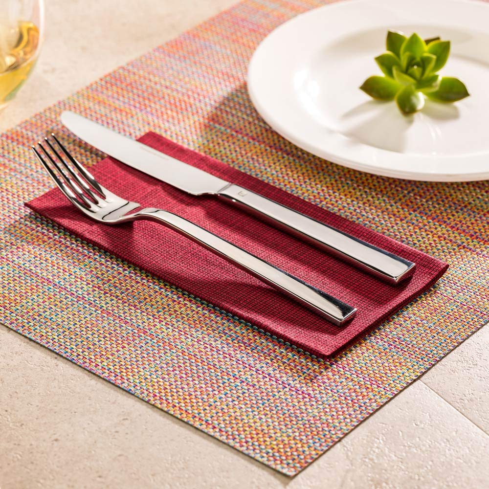 Restaurantware Carmel Mesh 16 X 12 Inch Table Placemats Set Of 6 Woven Washable Placemats - Heat Tolerant No Stain Kaleidoscope