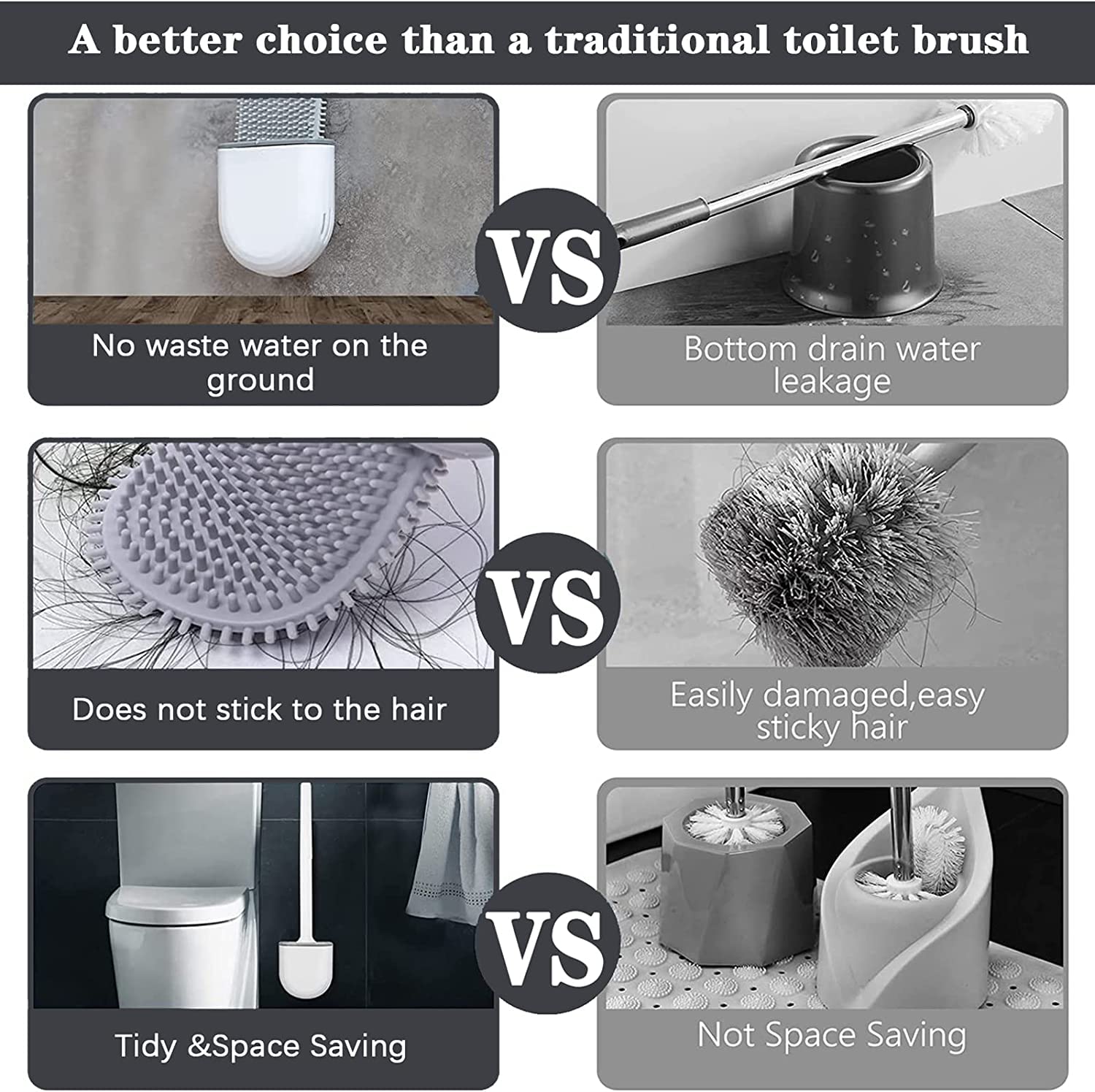 Roktry Toilet Brush And Holder Set For Bathroom, Flexible Toilet Cleaning Bowl Brush Head With Silicone Bristles, Compact Size F
