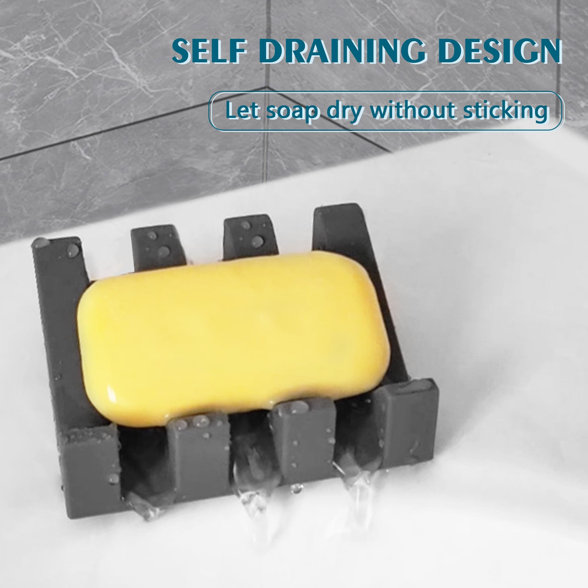Coipdfty Soap Dishes, Upgrade Suction Silicone Shower Soap Dish With Drianage, Bar Soap Holder & Saver Waterfall Self-Draining T