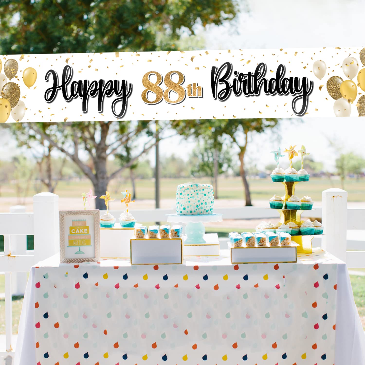 Laskyer Happy 88Th Birthday Decorations,88Th Gold Balloon Large Birthday Hanging Banner Sign,88 Years Old Bday Party Supplies.